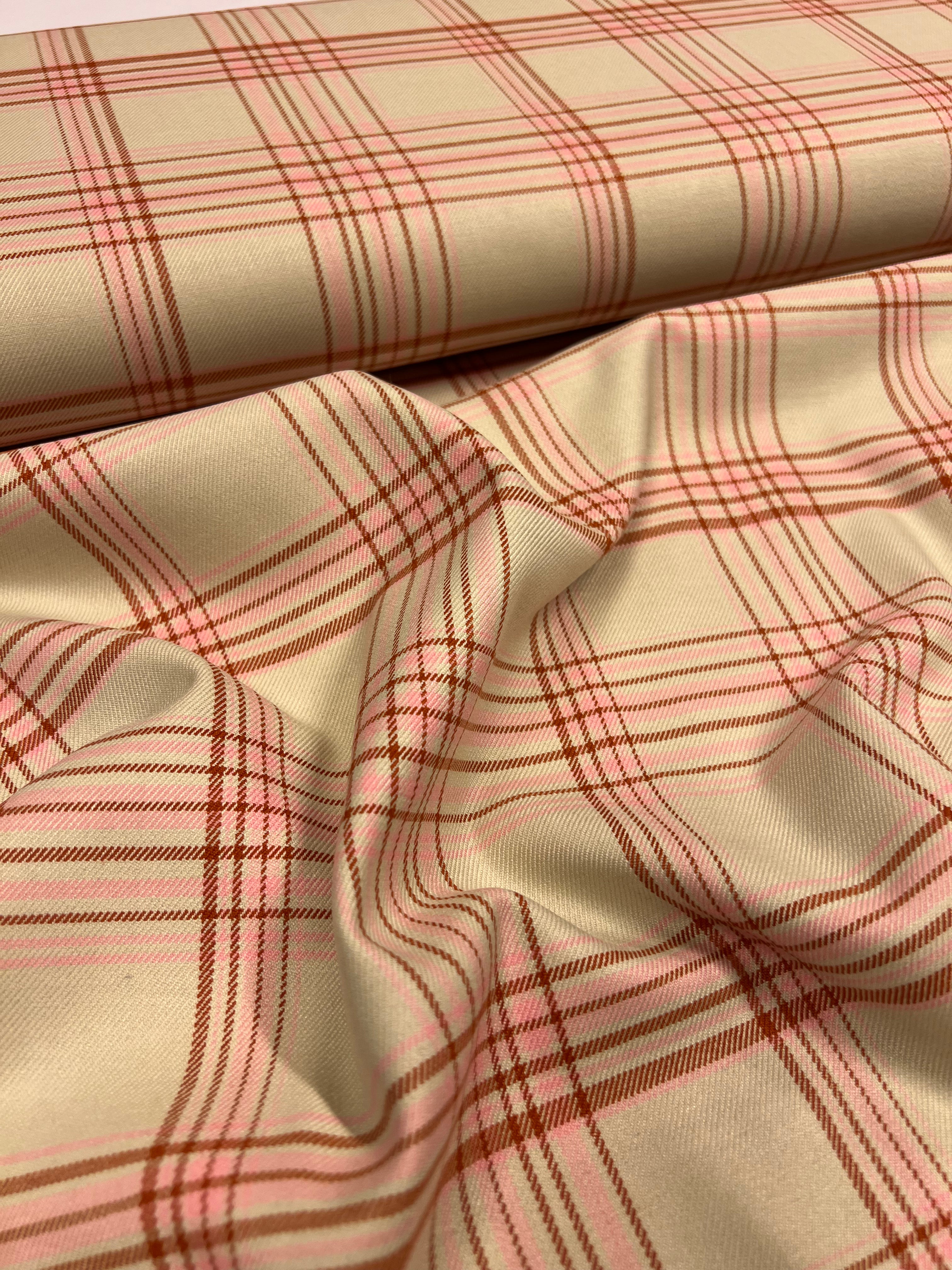 Soft Rose Tartan - Viscose/Polyester