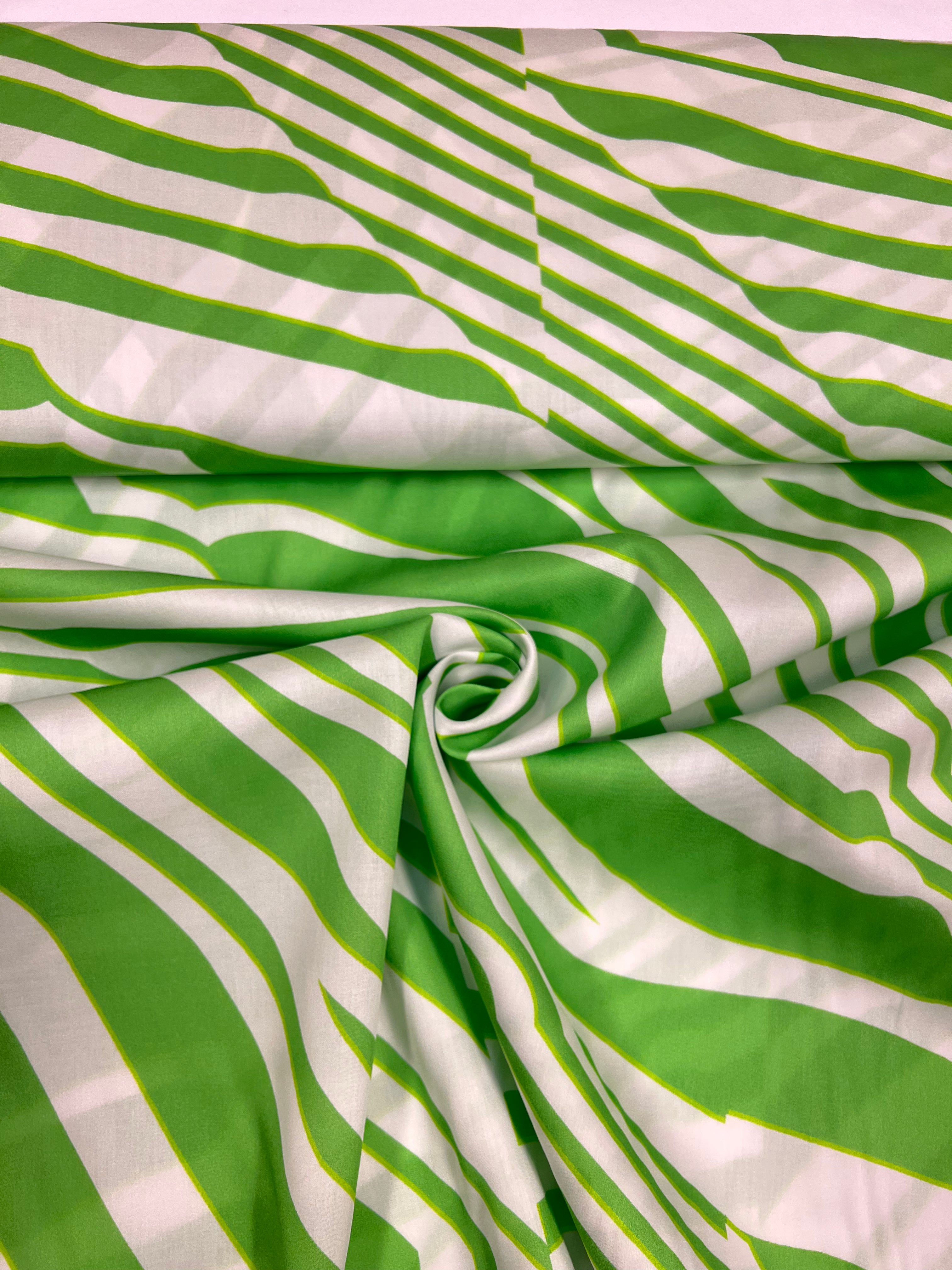 Groene Strepen - Katoen (satijn)