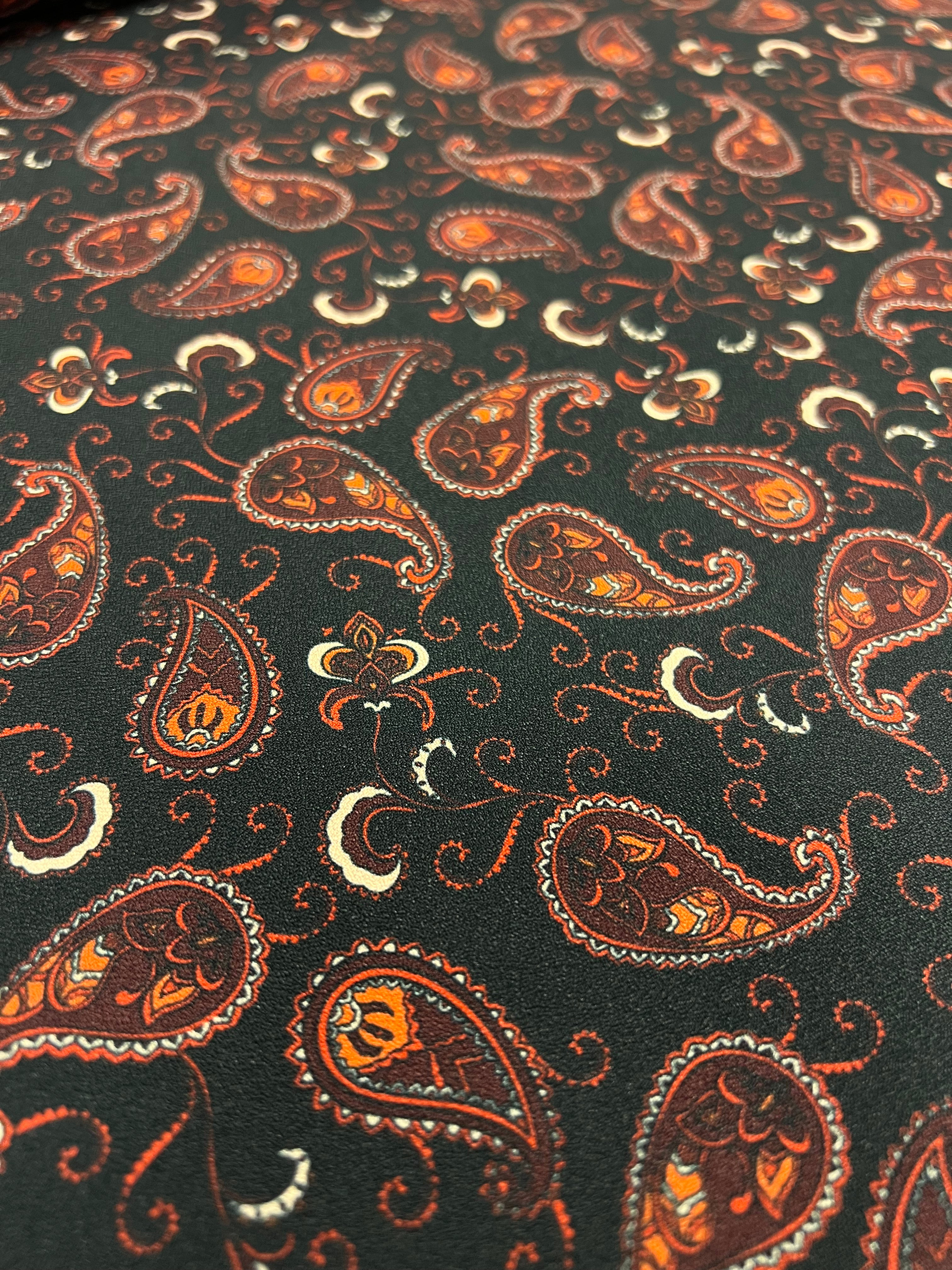 Bruine Paisley - Polyester/Lycra