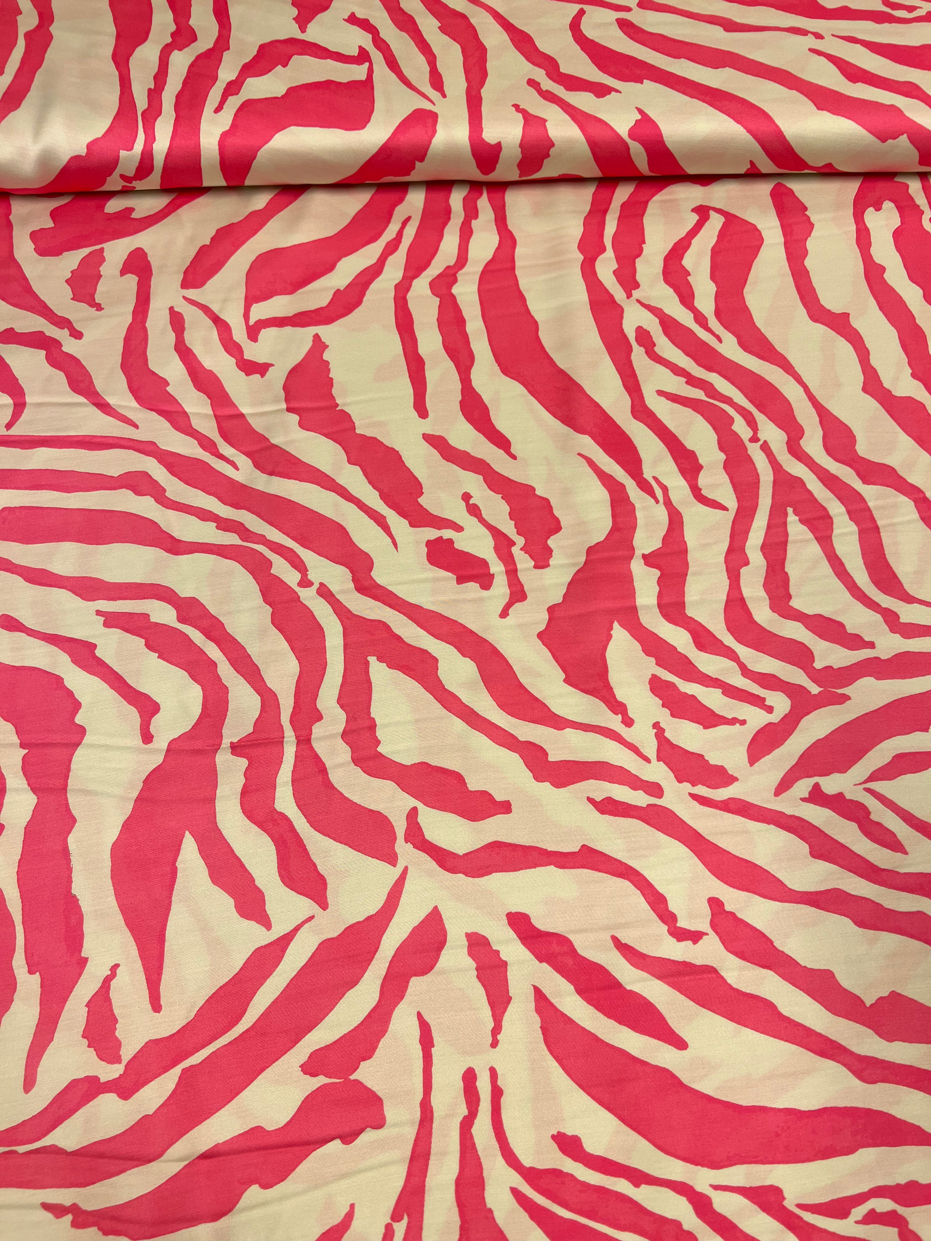 Hot Pink Stripes - Viscose (satijn)