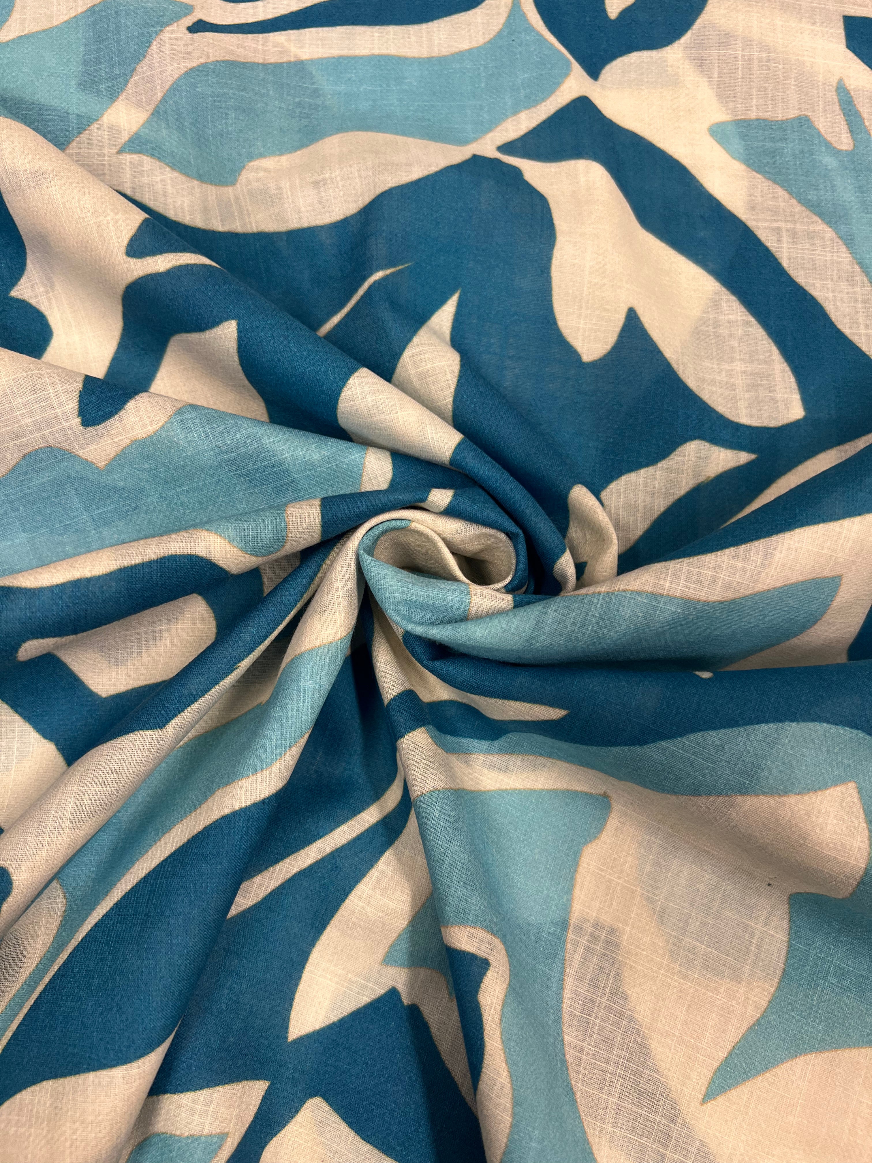 Bali Blue Leaves - Katoen
