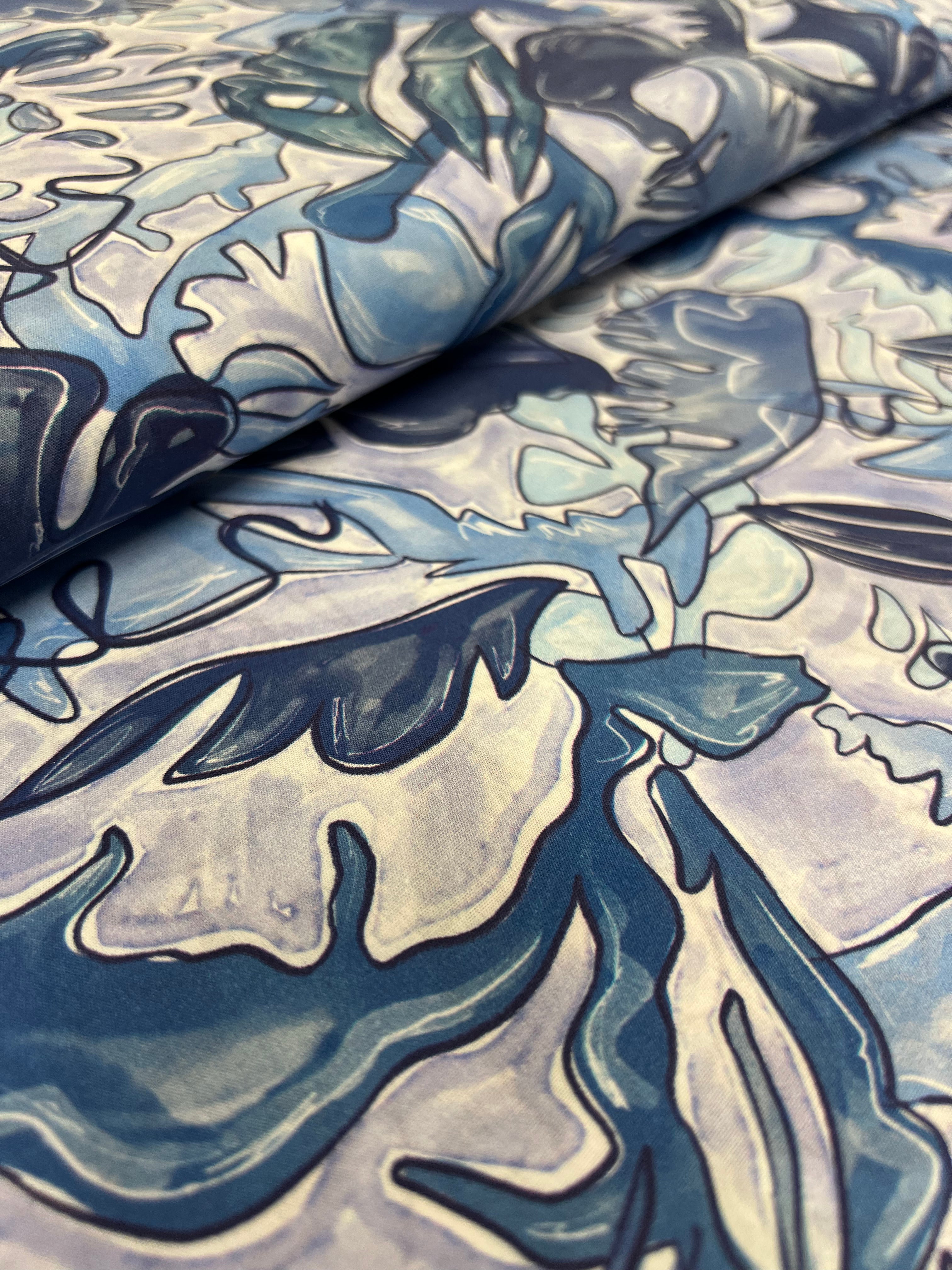 Indigo Outline - Poplin Katoen