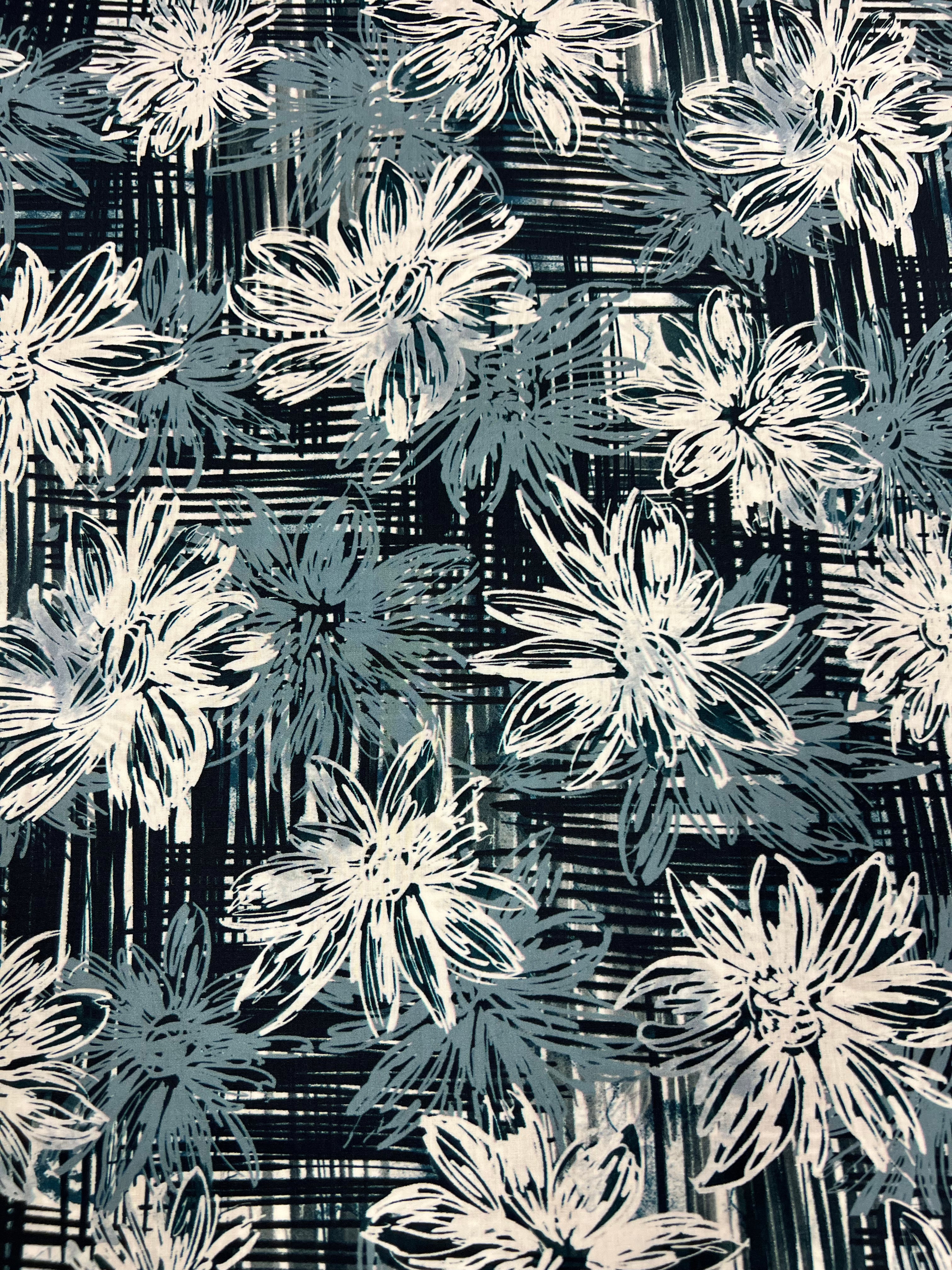 Denim Dusk Floral - Poplin Katoen