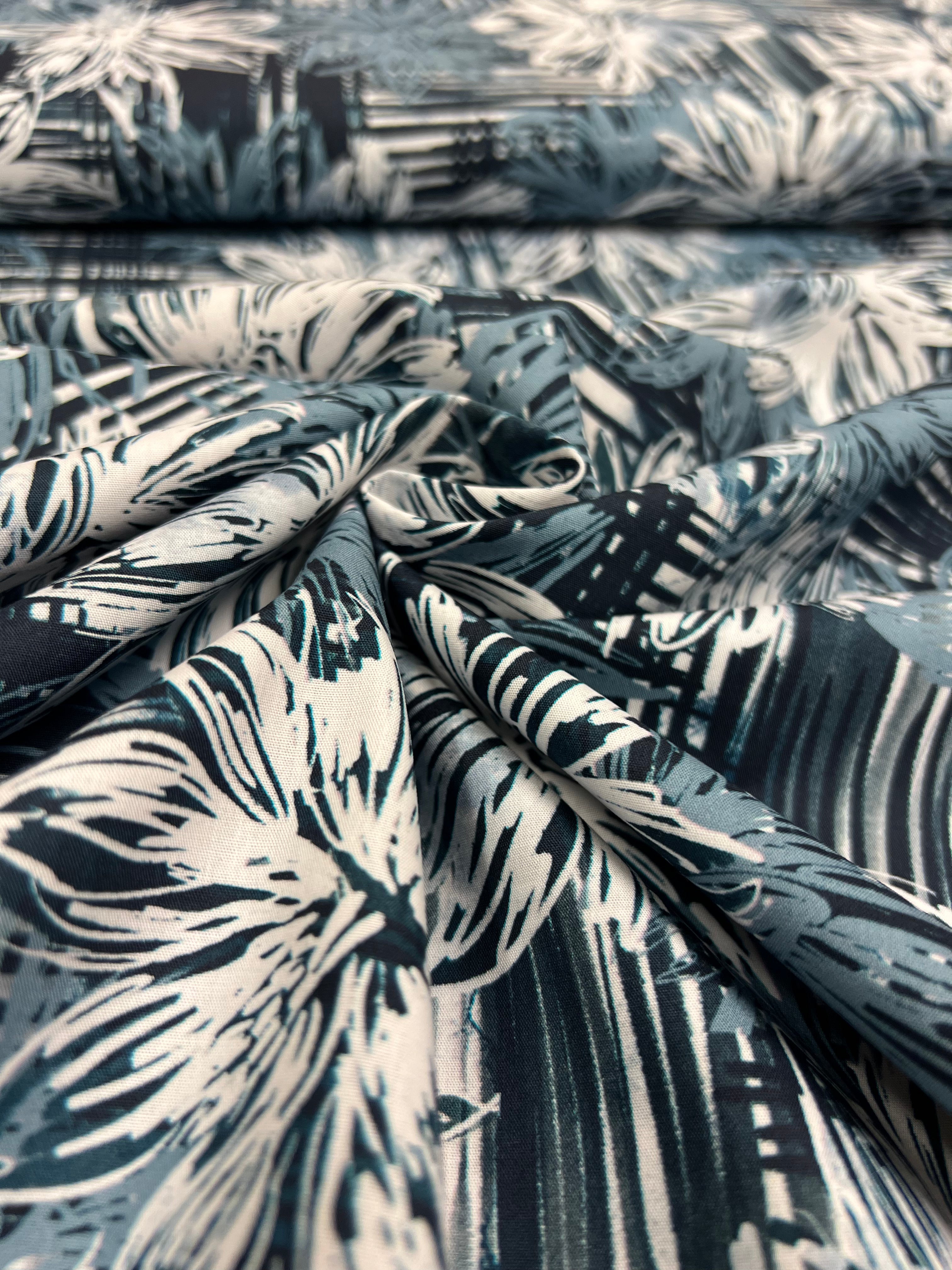 Denim Dusk Floral - Poplin Katoen