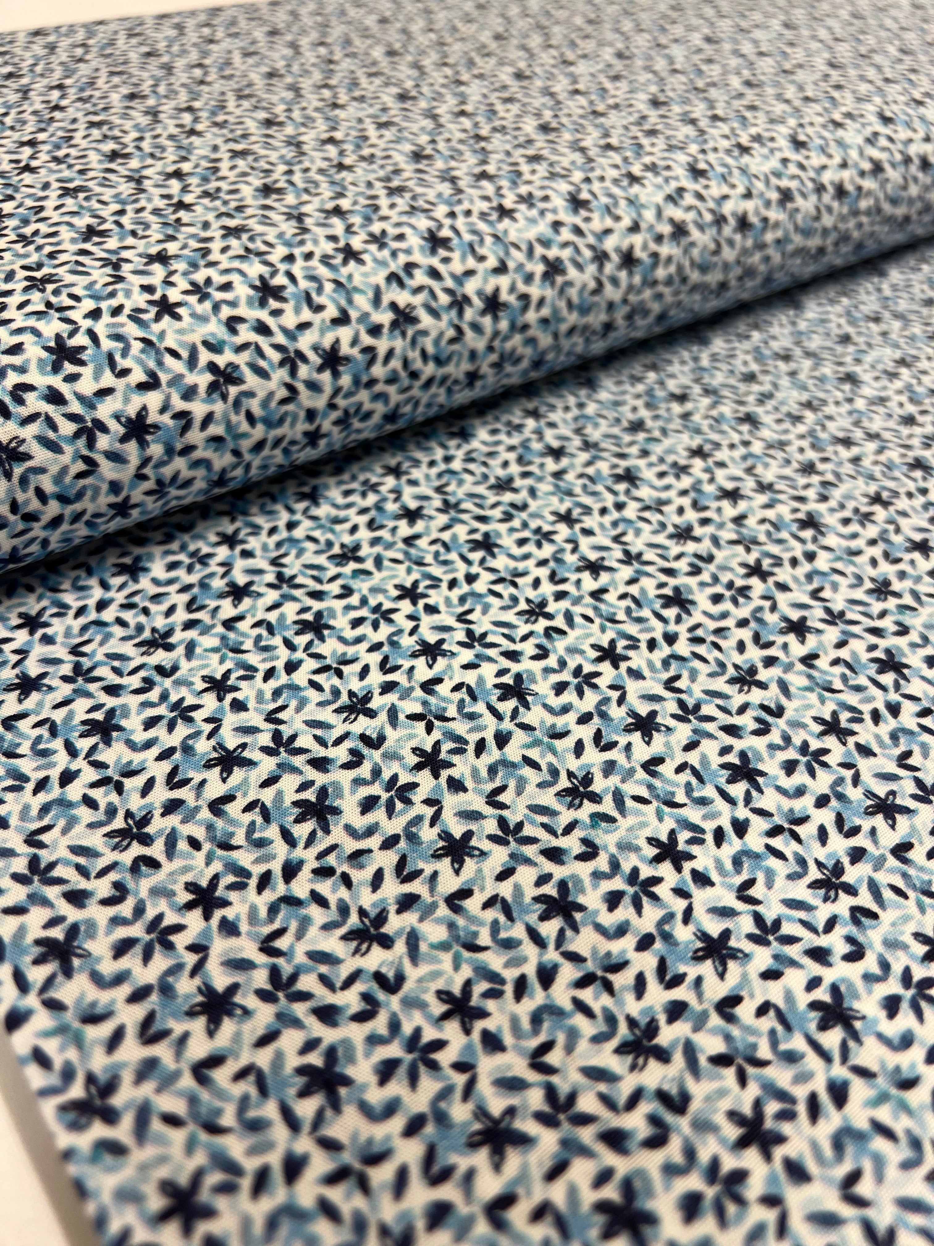 Indigo Starflower - Poplin Katoen