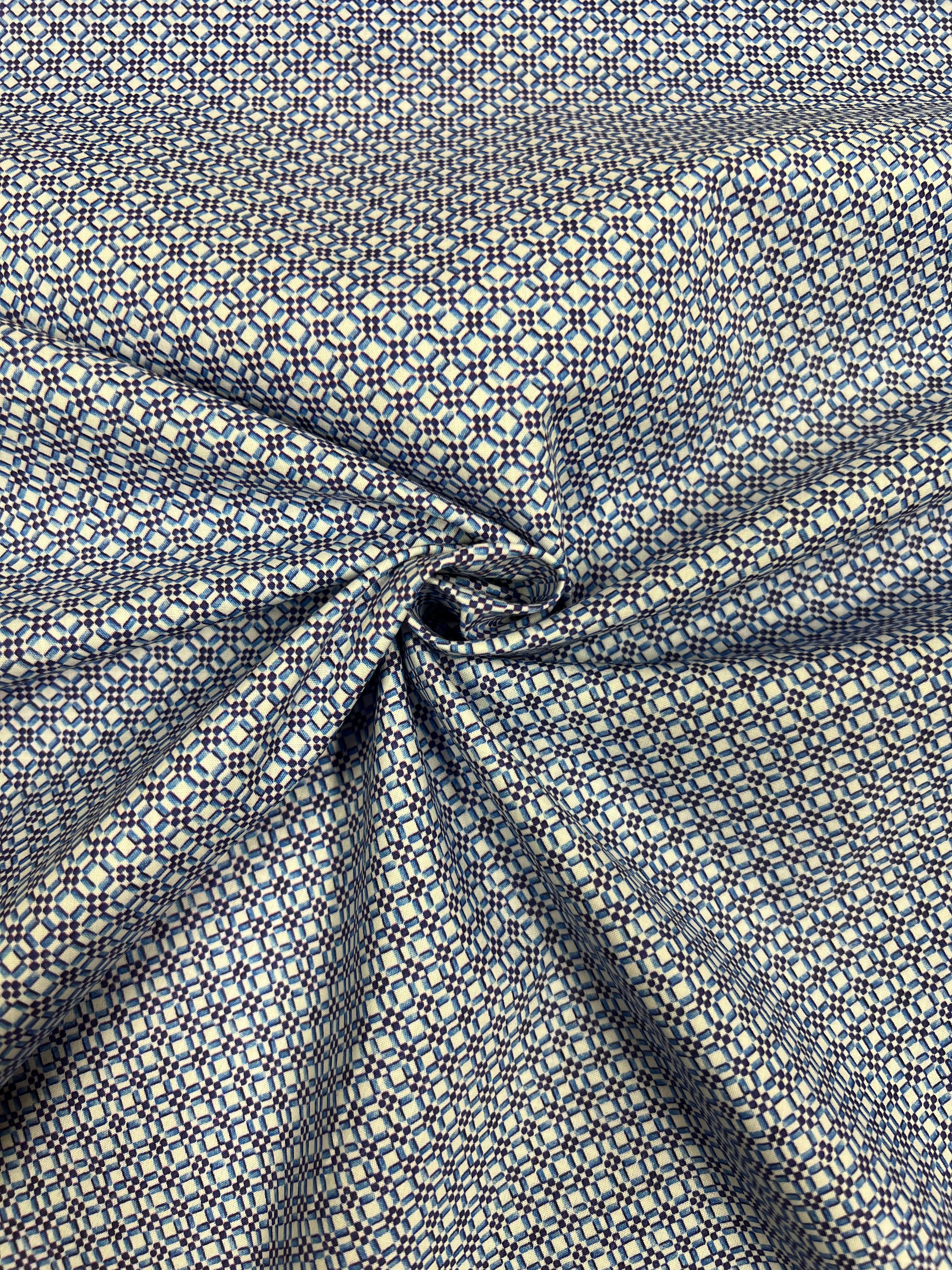 Azulejo Blauw - Poplin Katoen