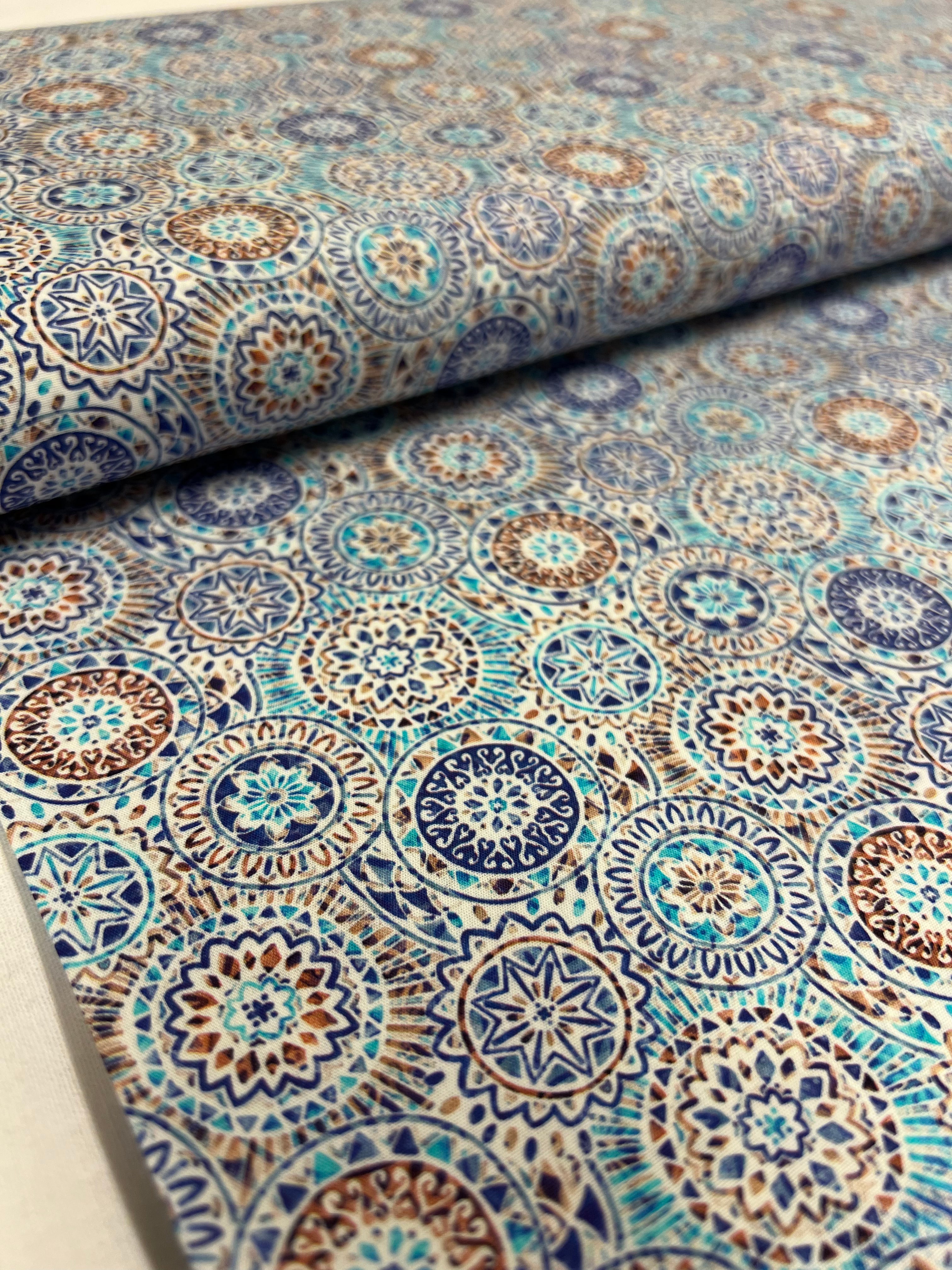 Mini Mandala Blauw - Poplin Katoen