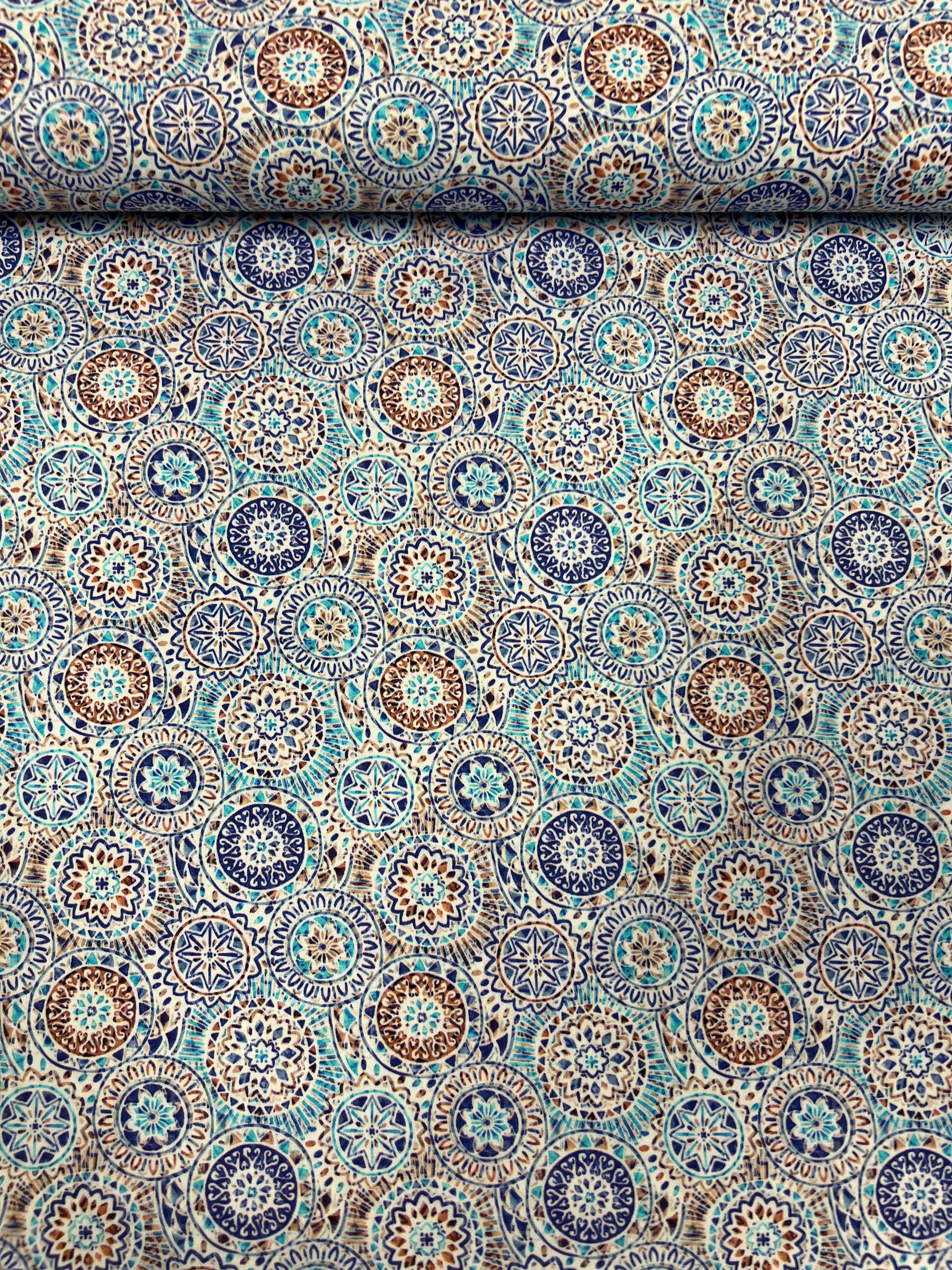 Mini Mandala Blauw - Poplin Katoen