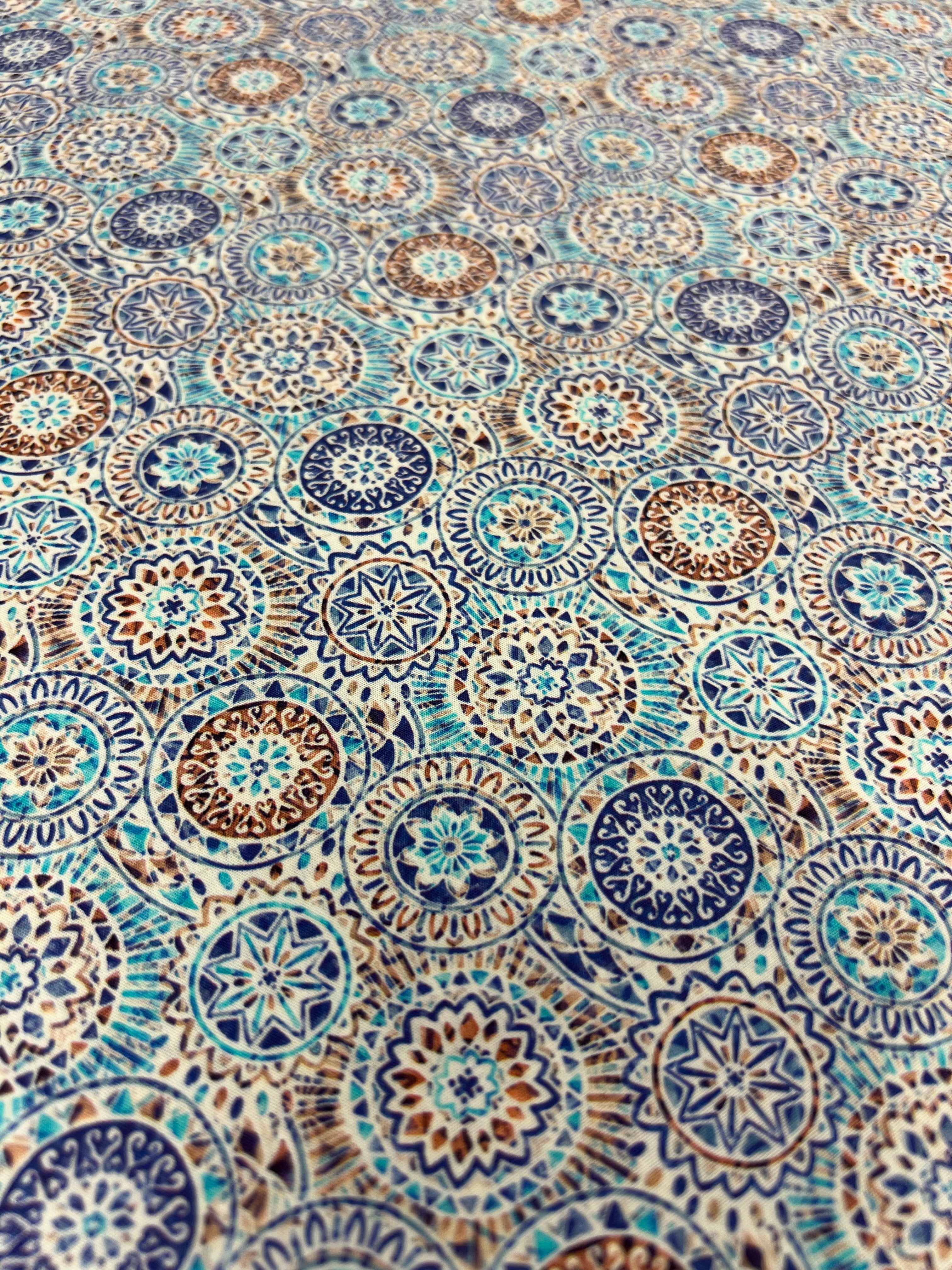 Mini Mandala Blauw - Poplin Katoen