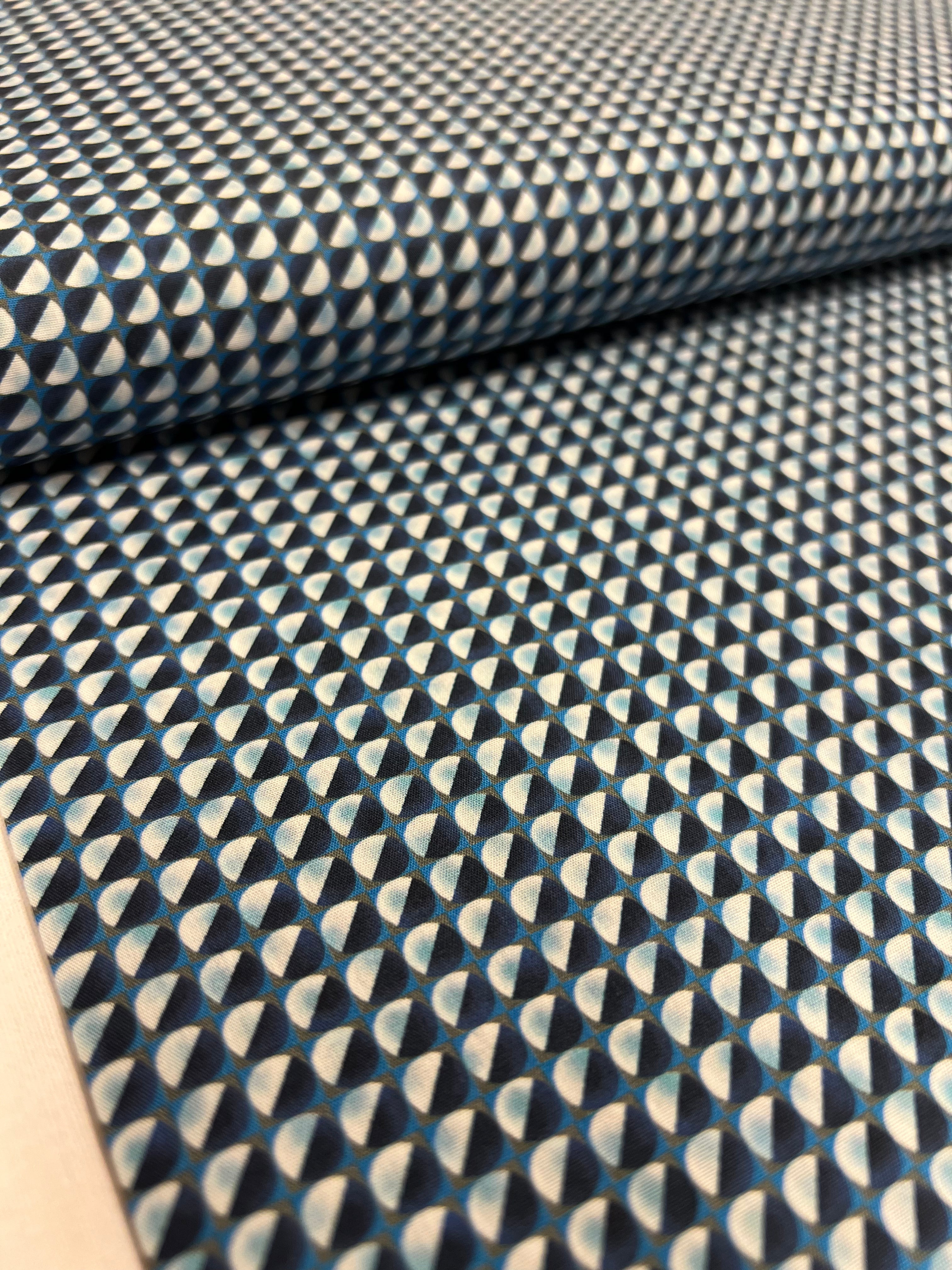 Navy Spheres - Poplin Katoen