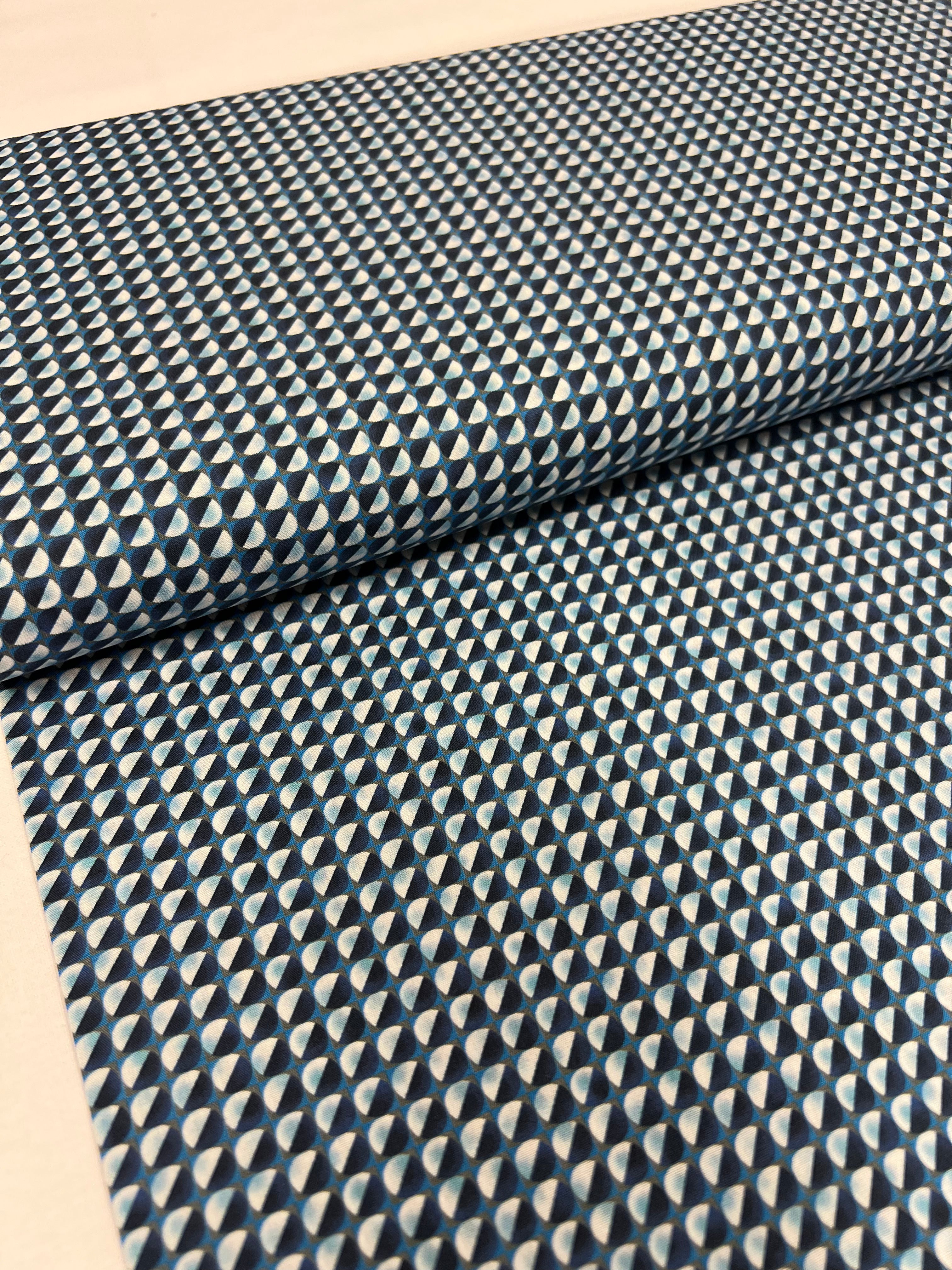 Navy Spheres - Poplin Katoen