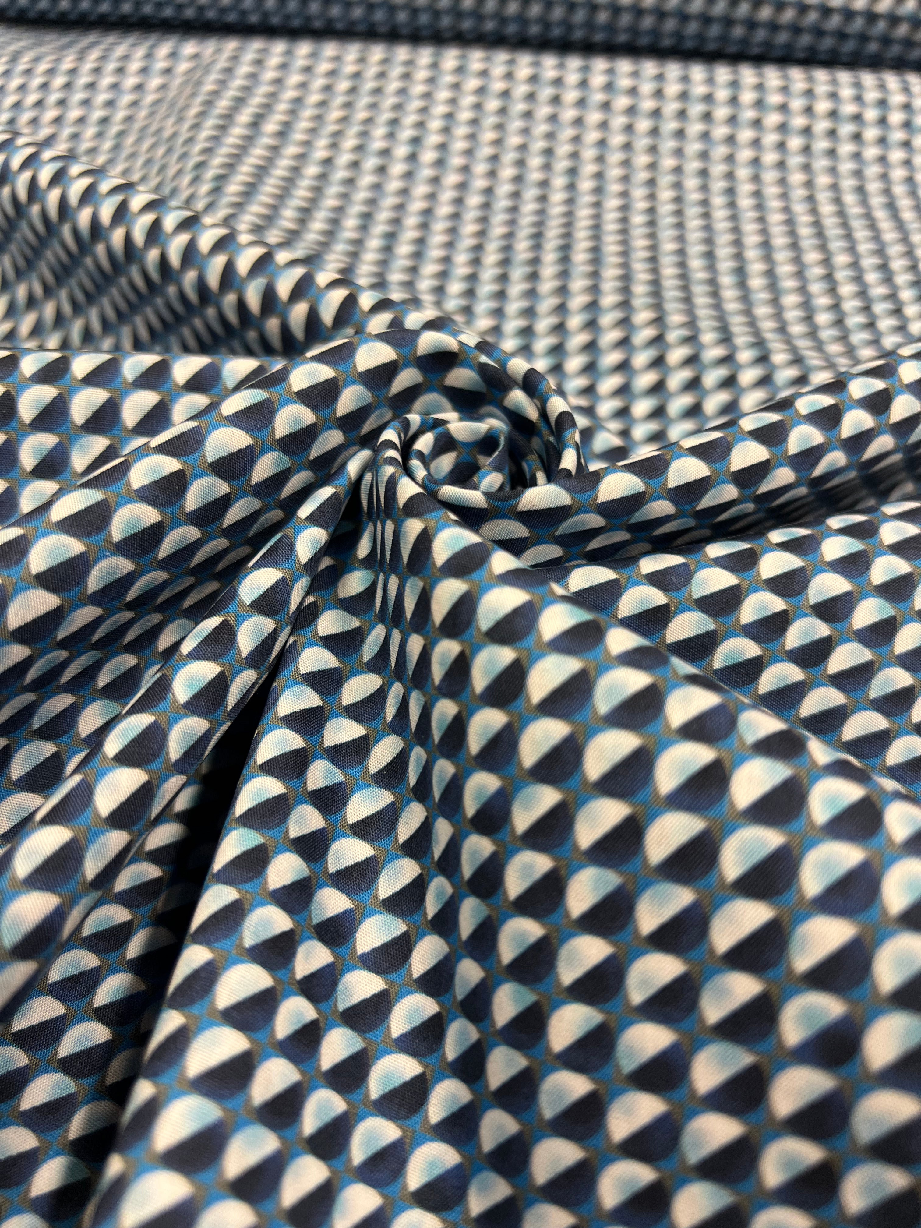 Navy Spheres - Poplin Katoen