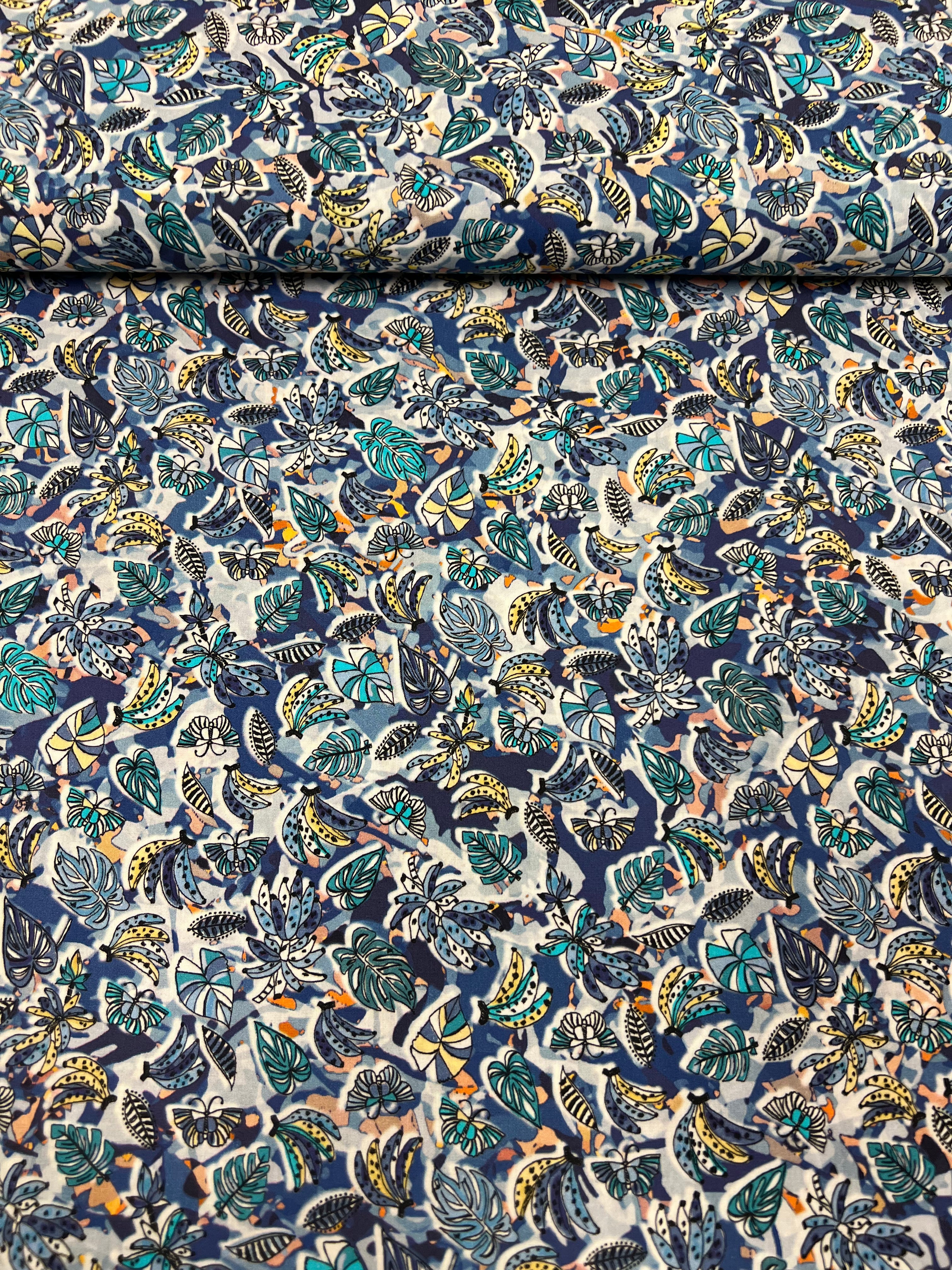 Jungle Jive Blue - Poplin Katoen