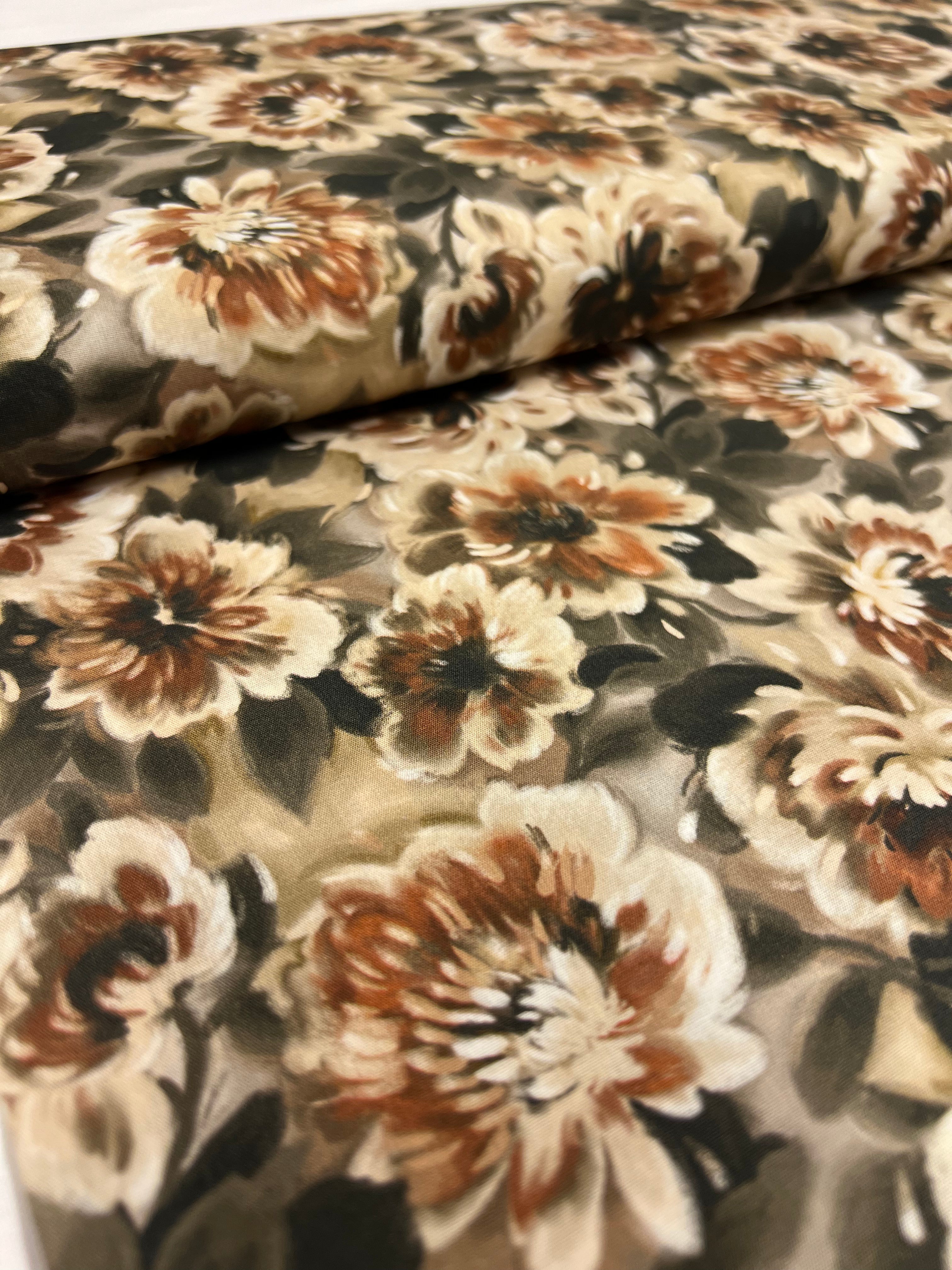 Sepia Peony - Poplin Katoen