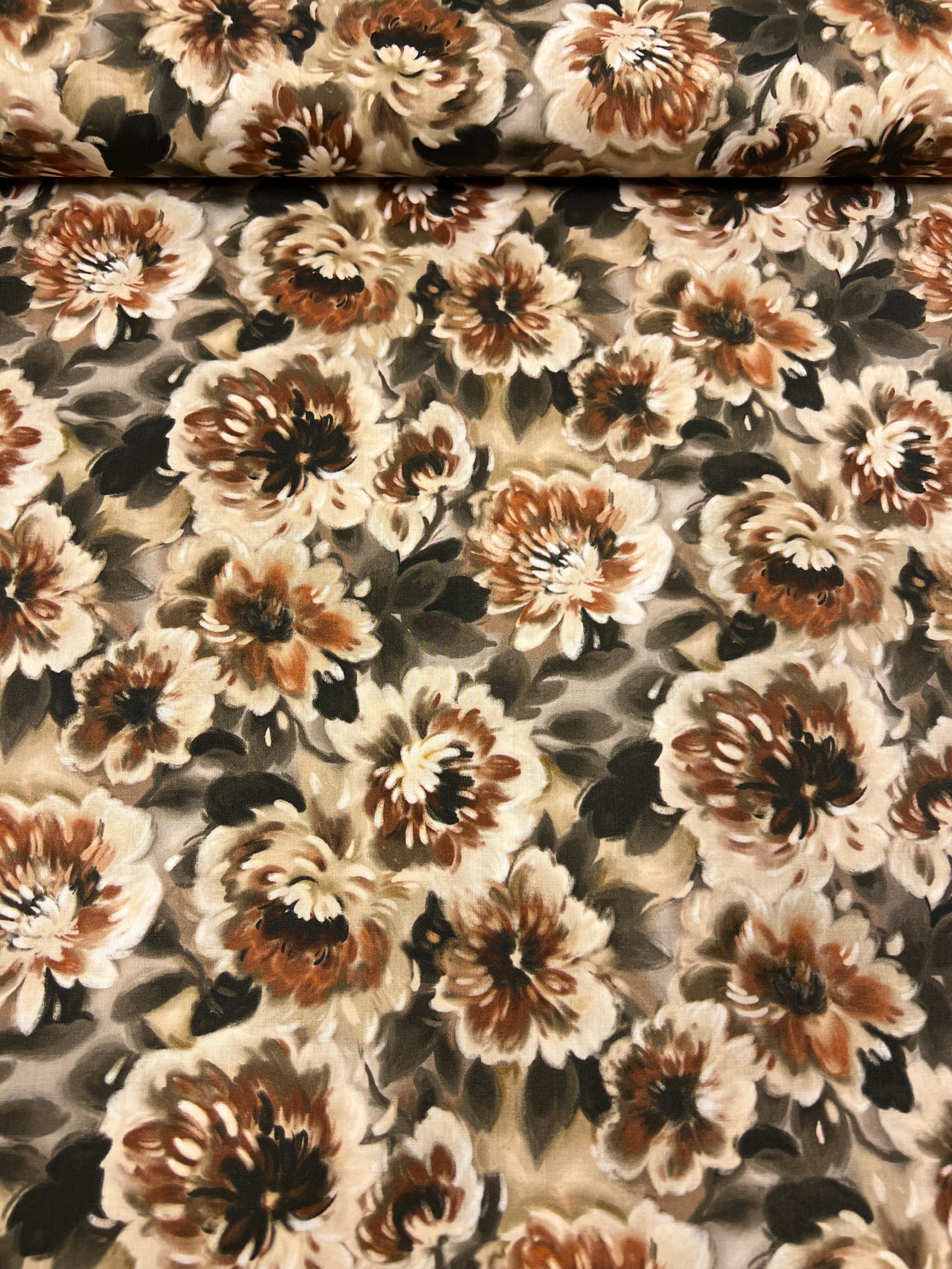 Sepia Peony - Poplin Katoen