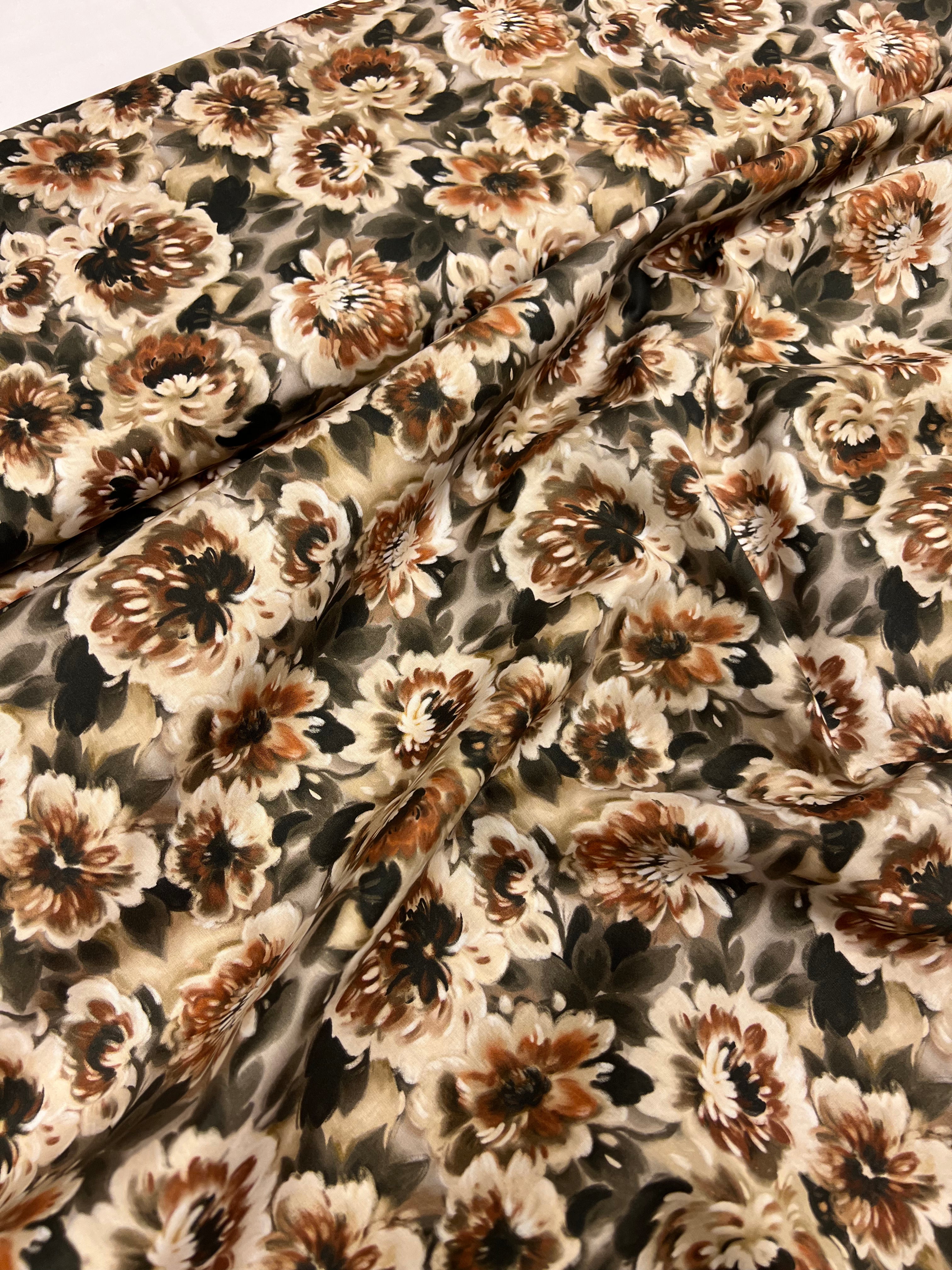 Sepia Peony - Poplin Katoen