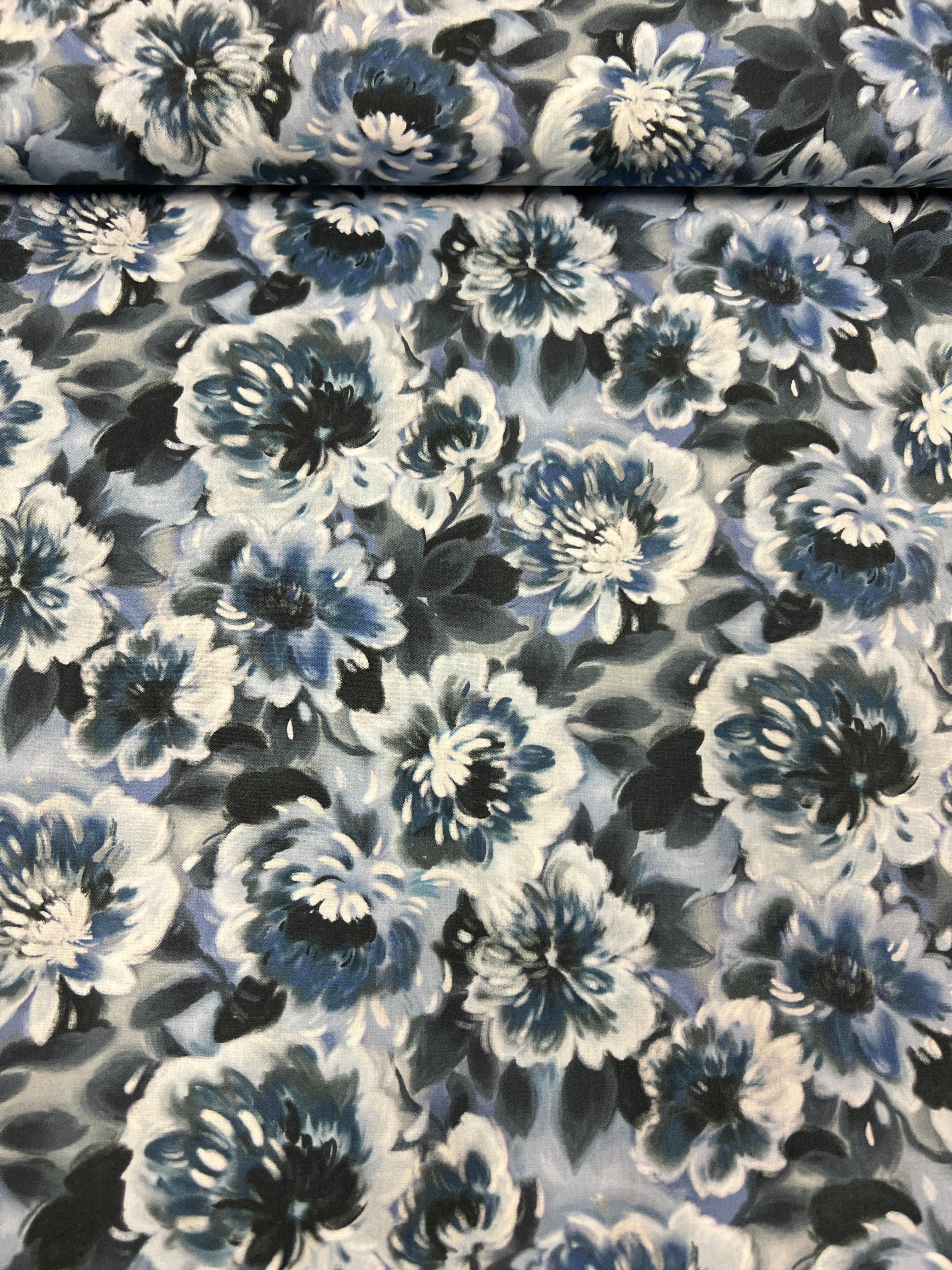 Blue Peony - Poplin Katoen