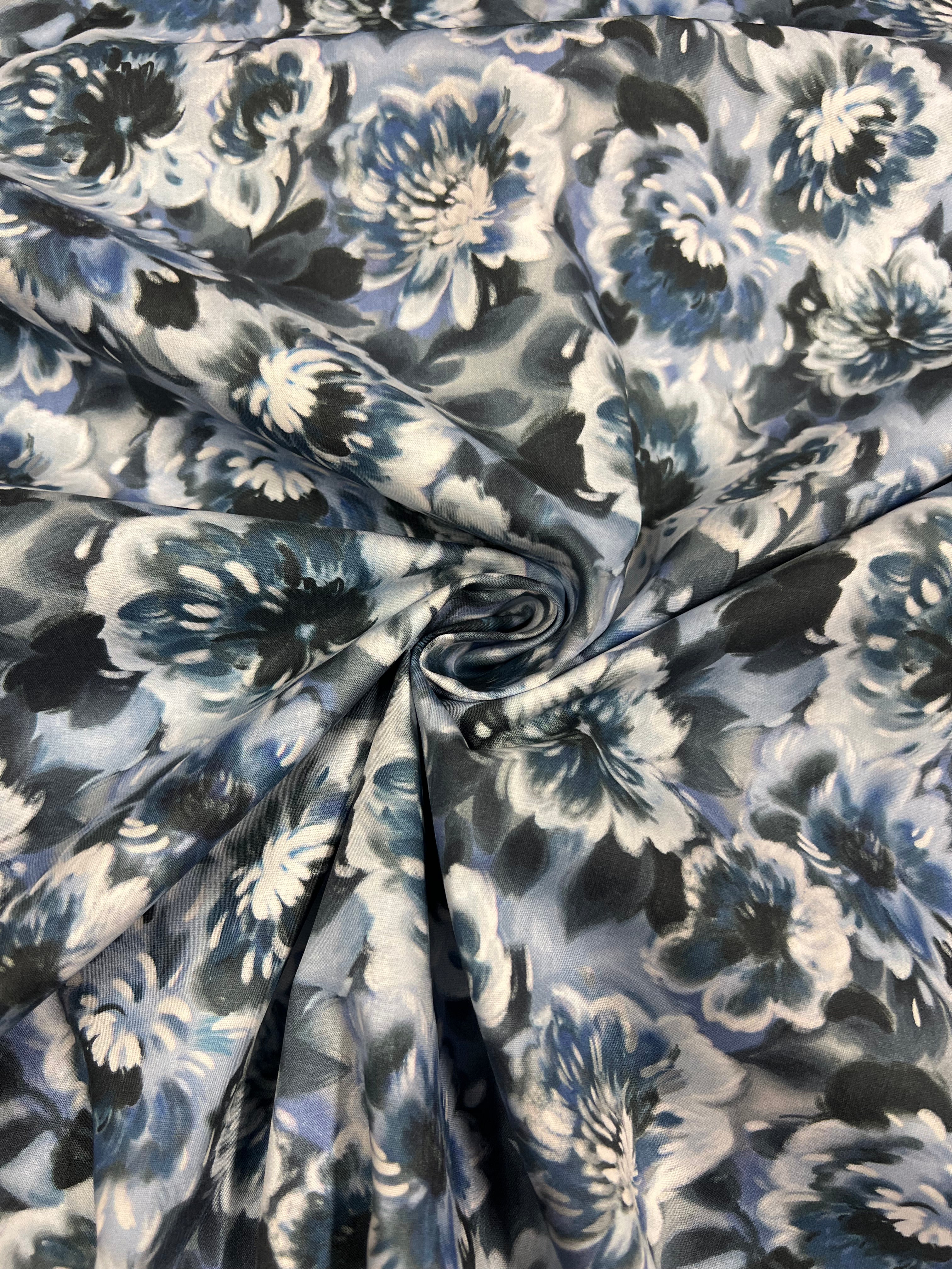 Blue Peony - Poplin Katoen