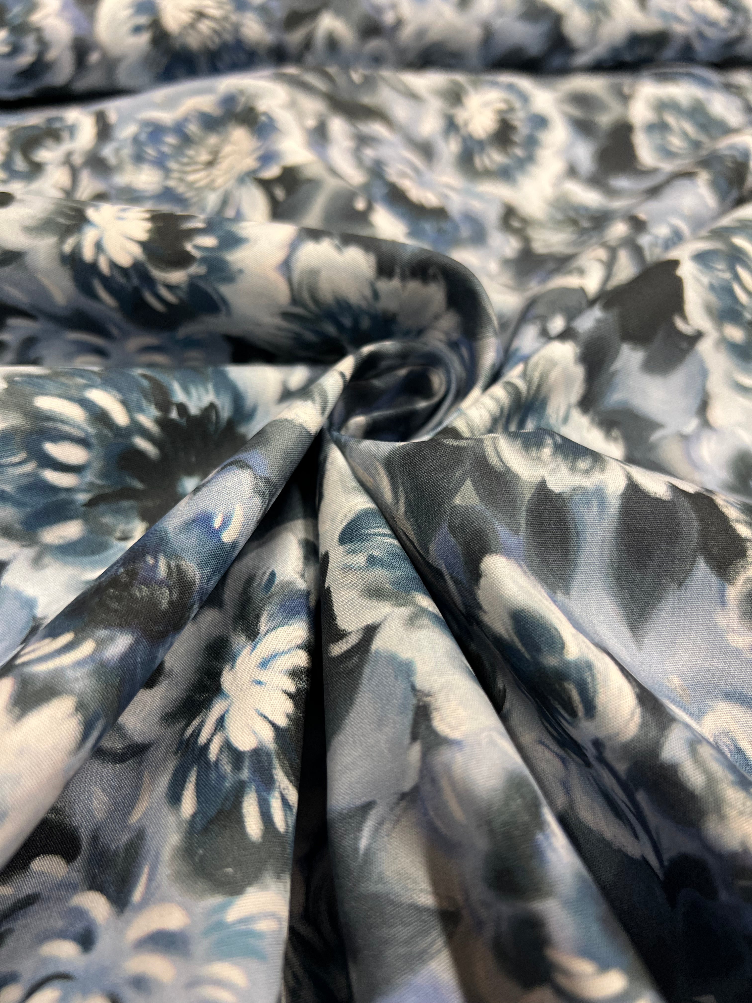 Blue Peony - Poplin Katoen