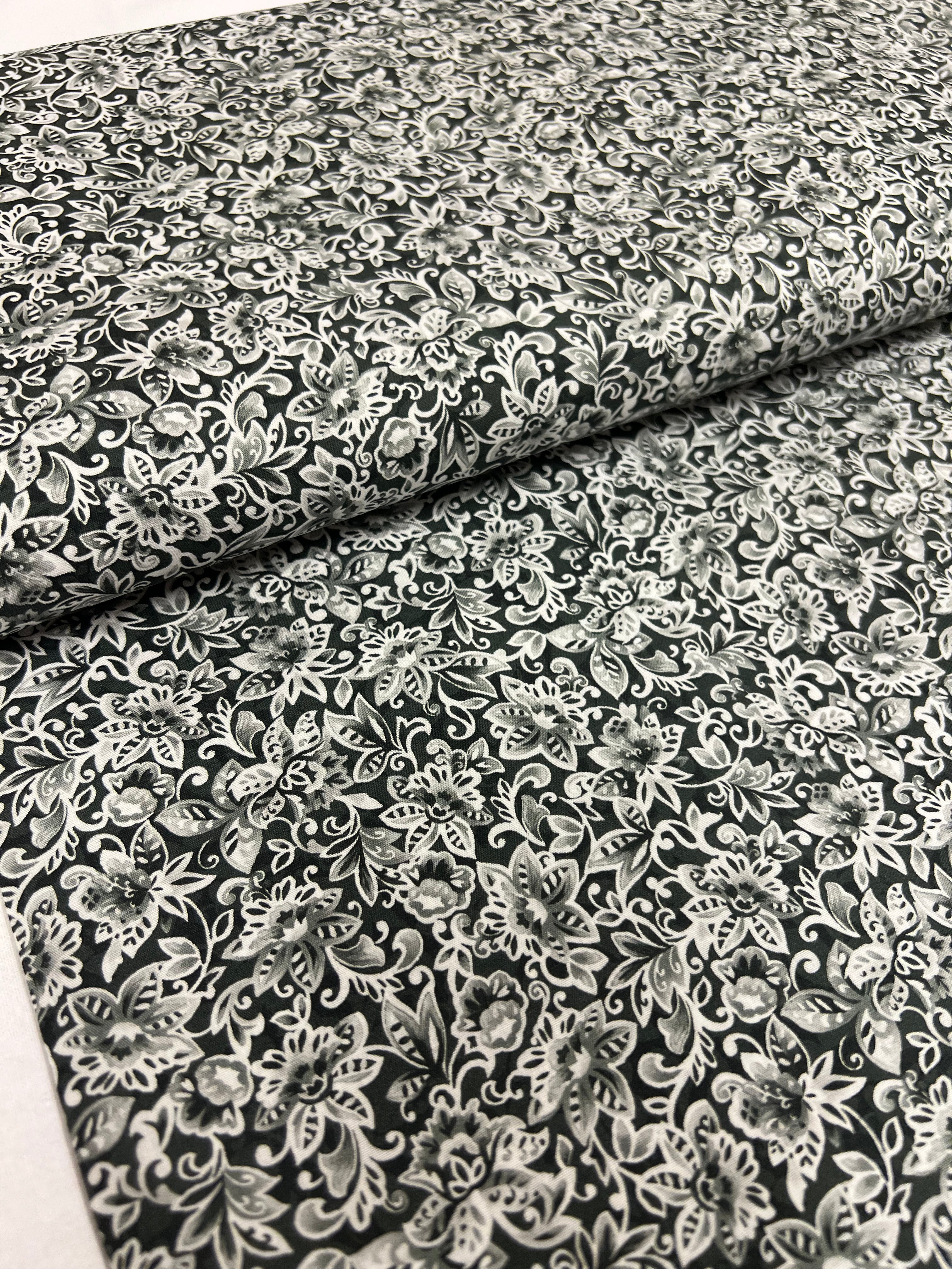 Damask Antraciet - Poplin Katoen