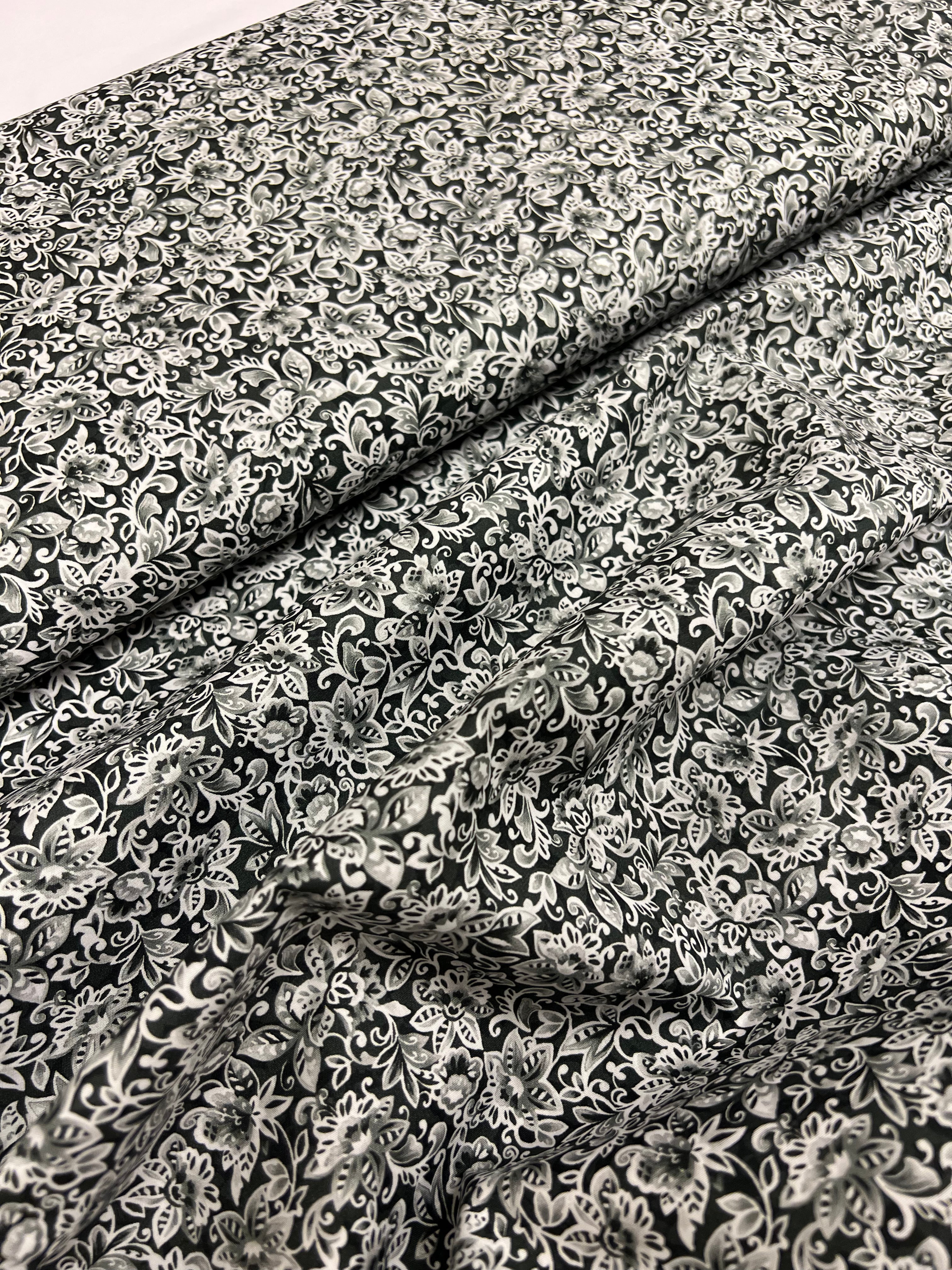 Damask Antraciet - Poplin Katoen
