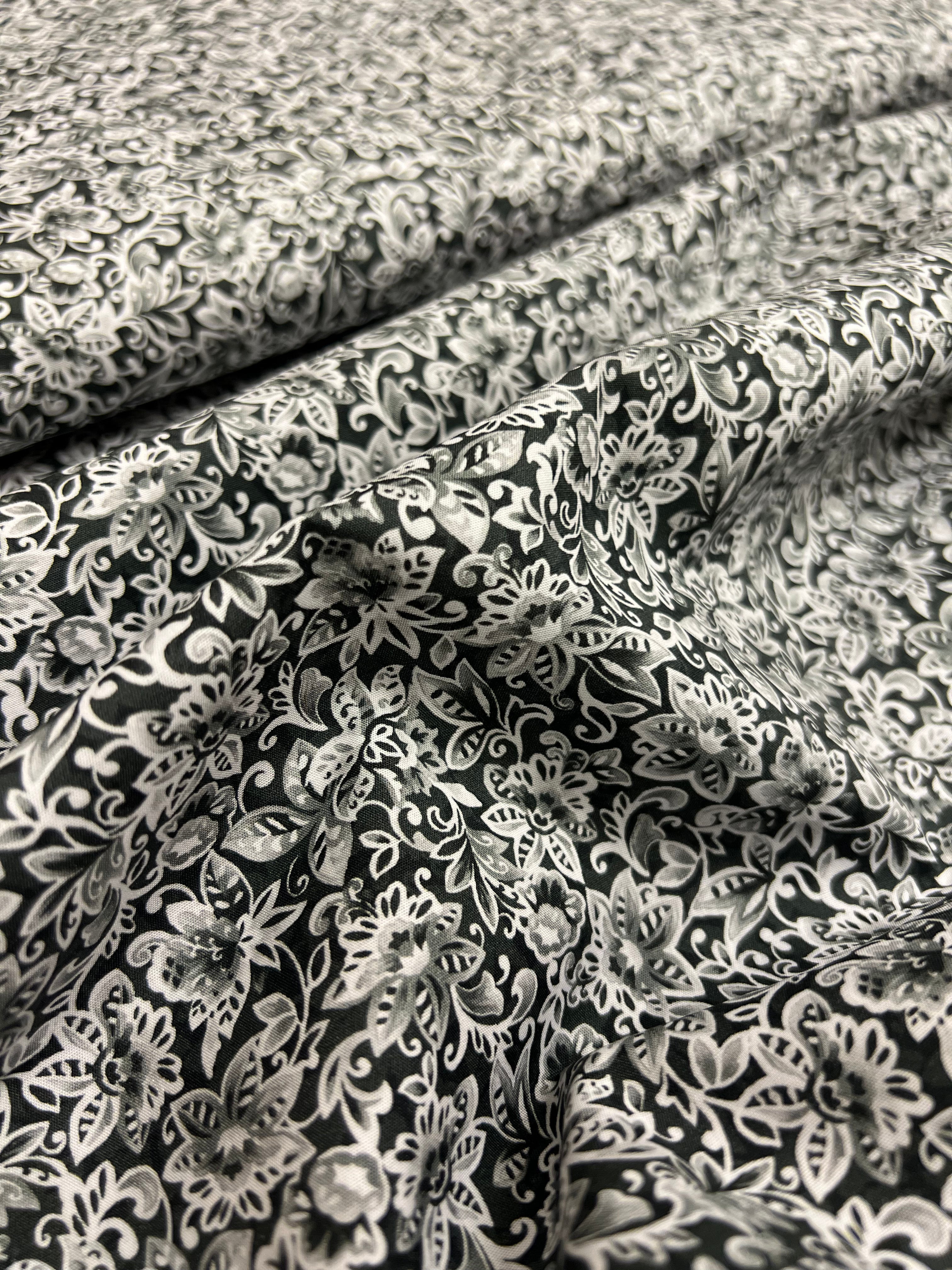 Damask Antraciet - Poplin Katoen