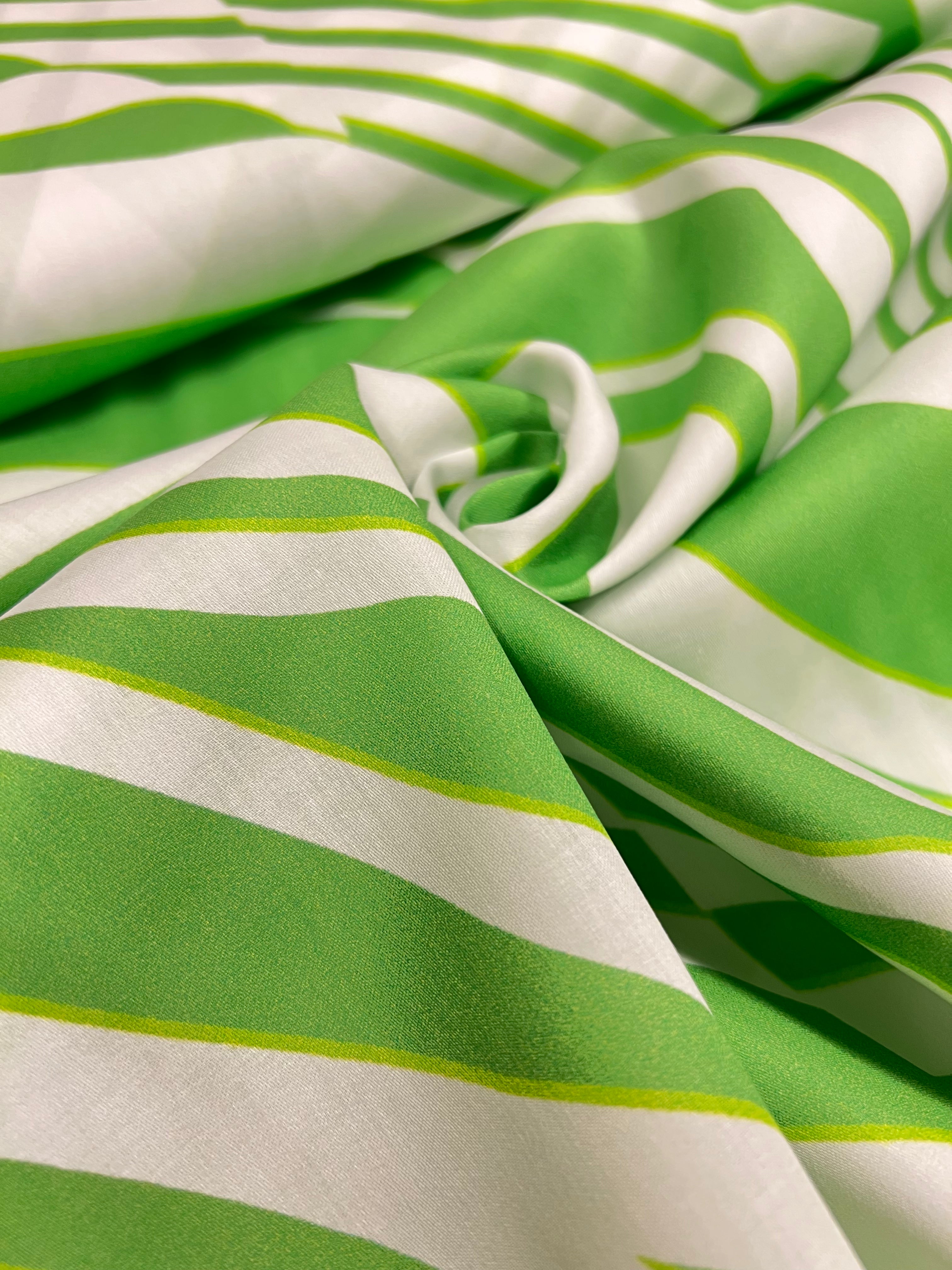 Groene Strepen - Katoen (satijn)