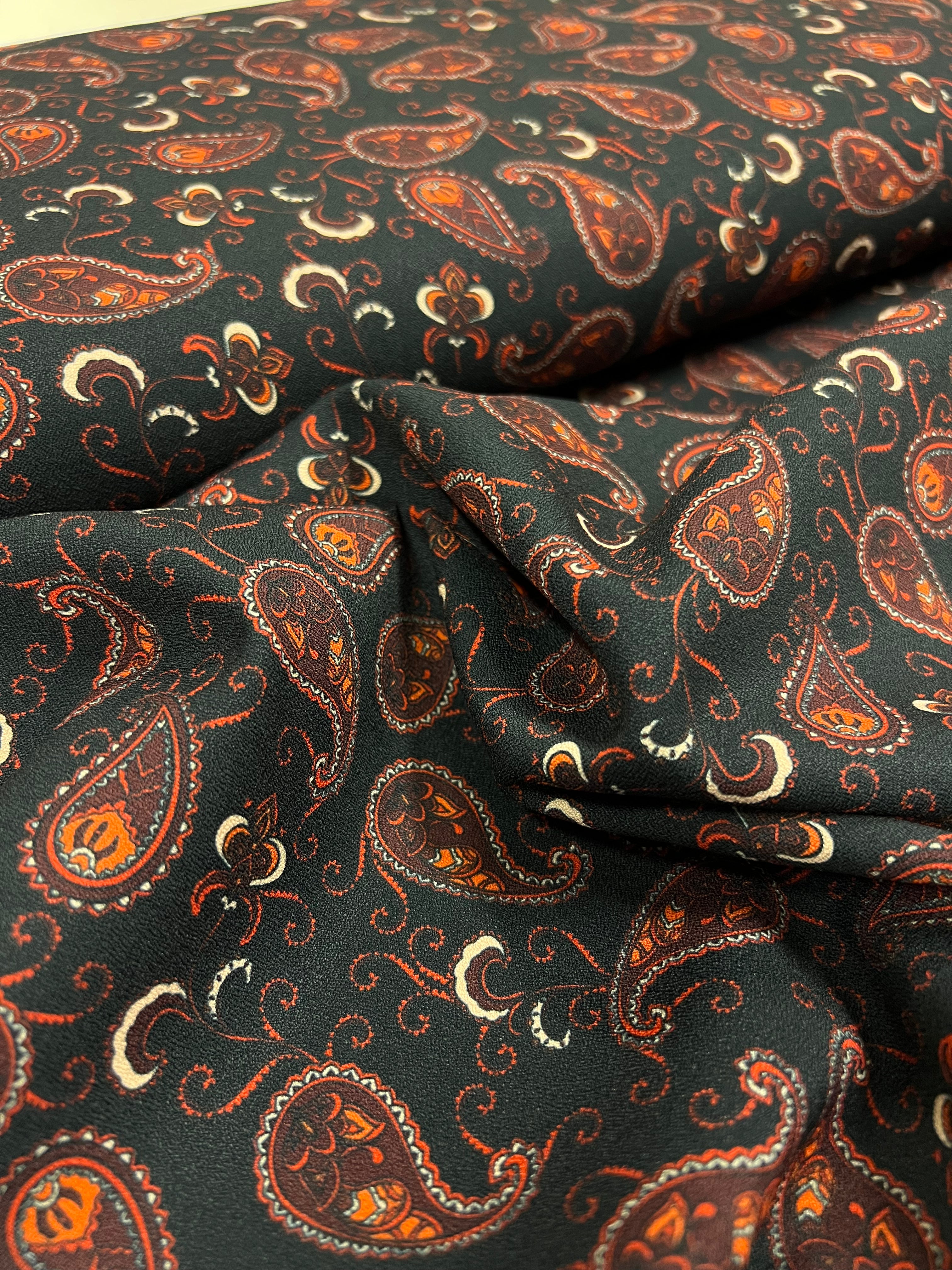 Bruine Paisley - Polyester/Lycra