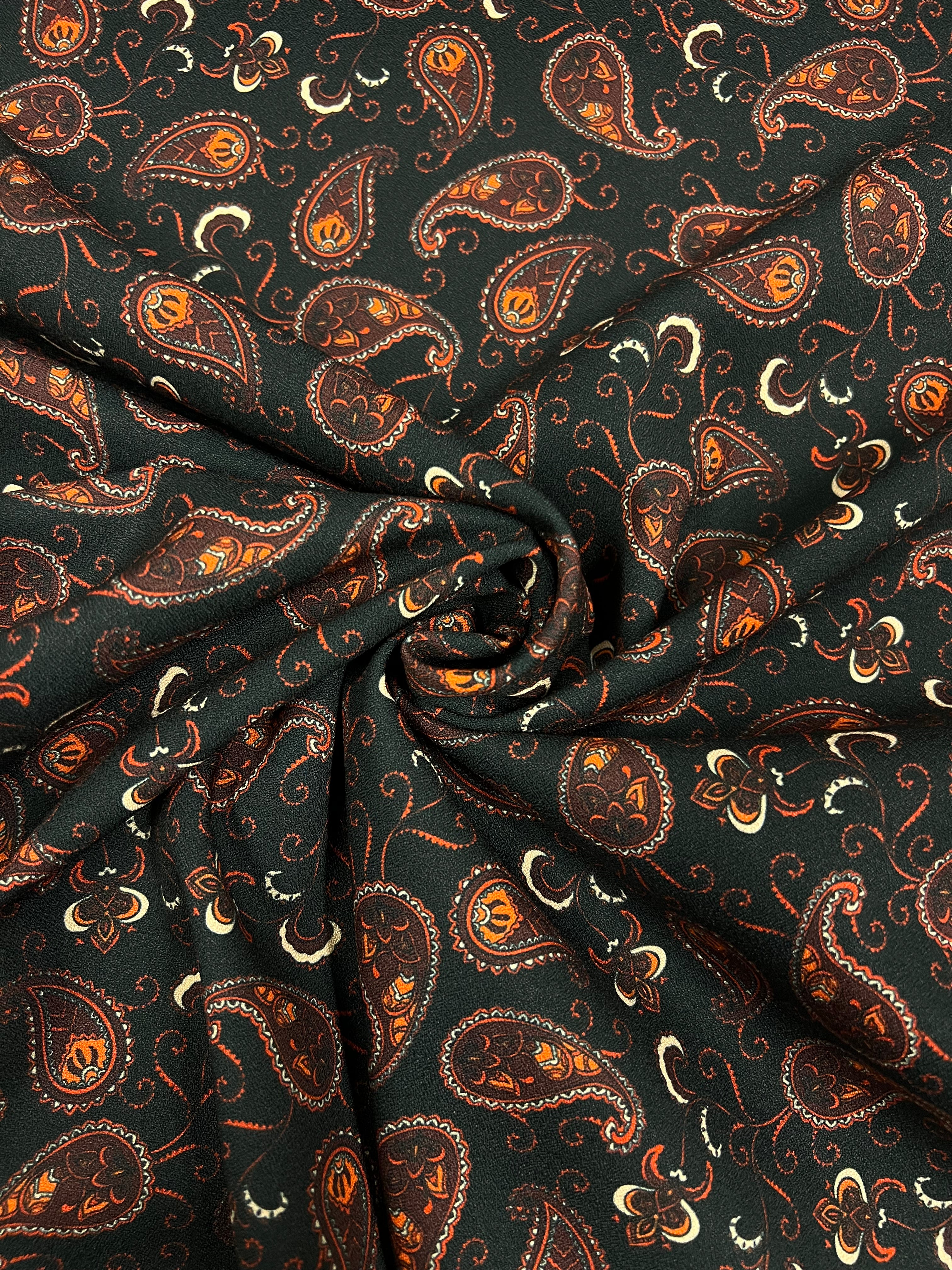Bruine Paisley - Polyester/Lycra