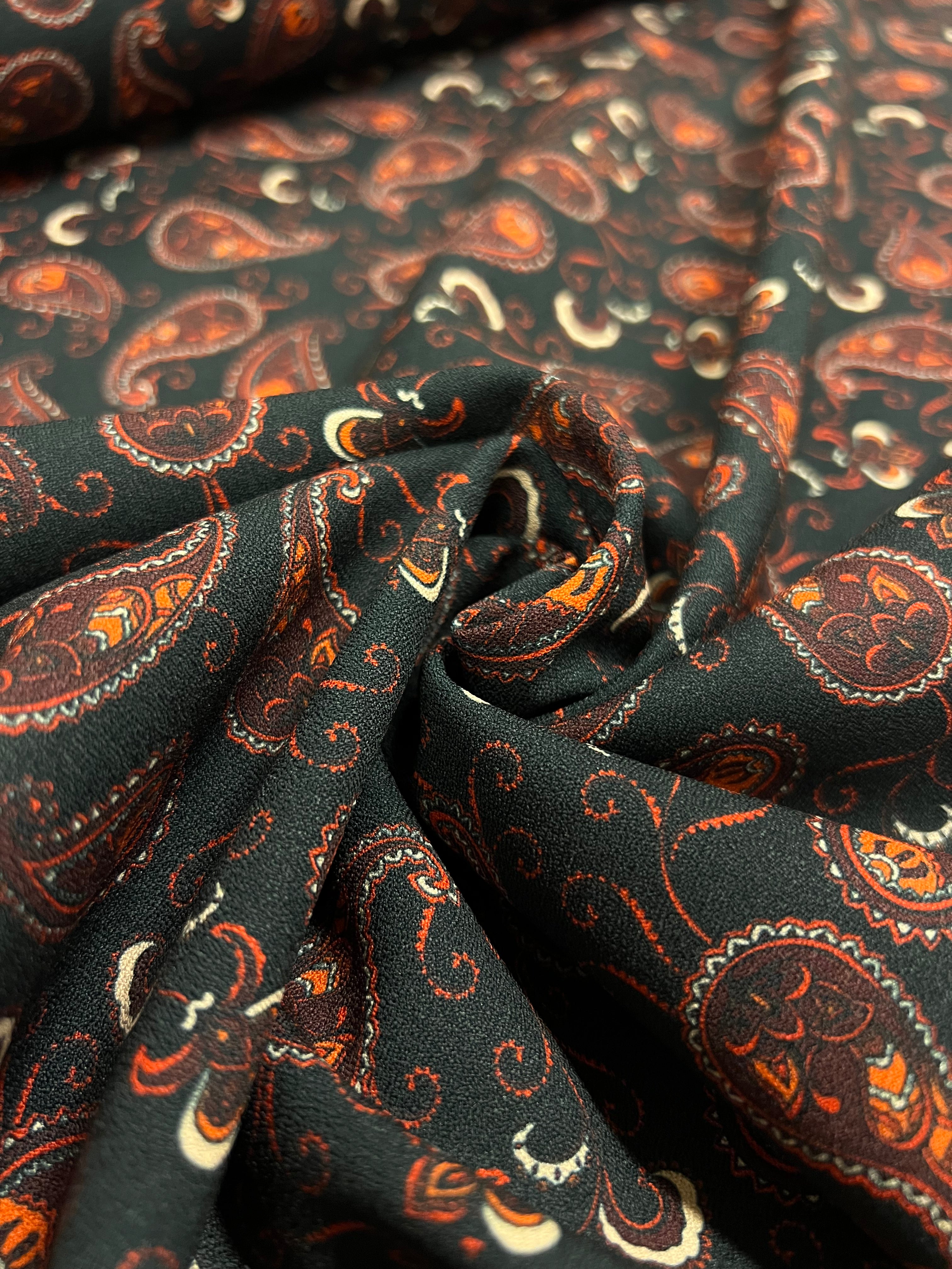 Bruine Paisley - Polyester/Lycra