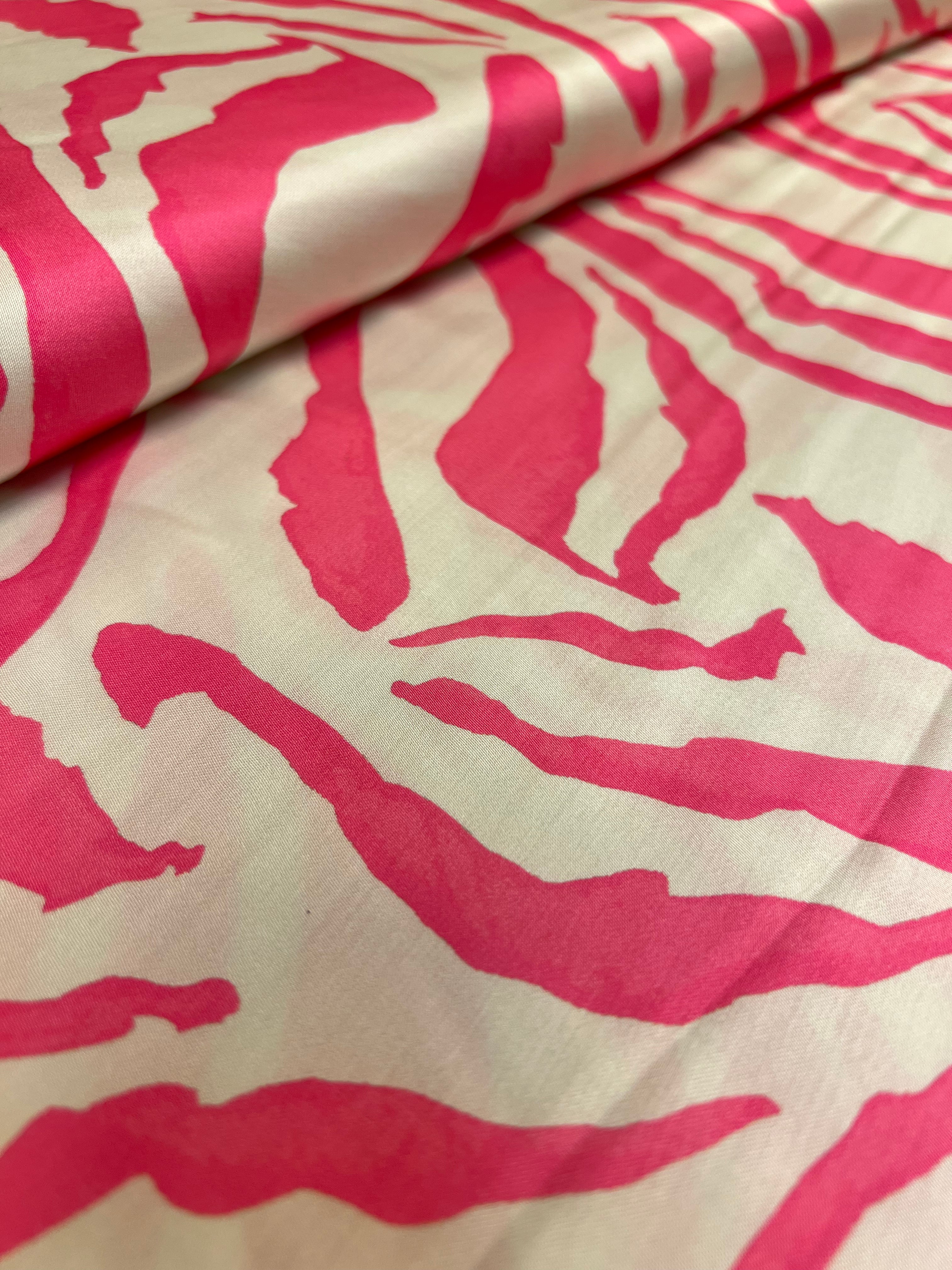 Hot Pink Stripes - Viscose (satijn)