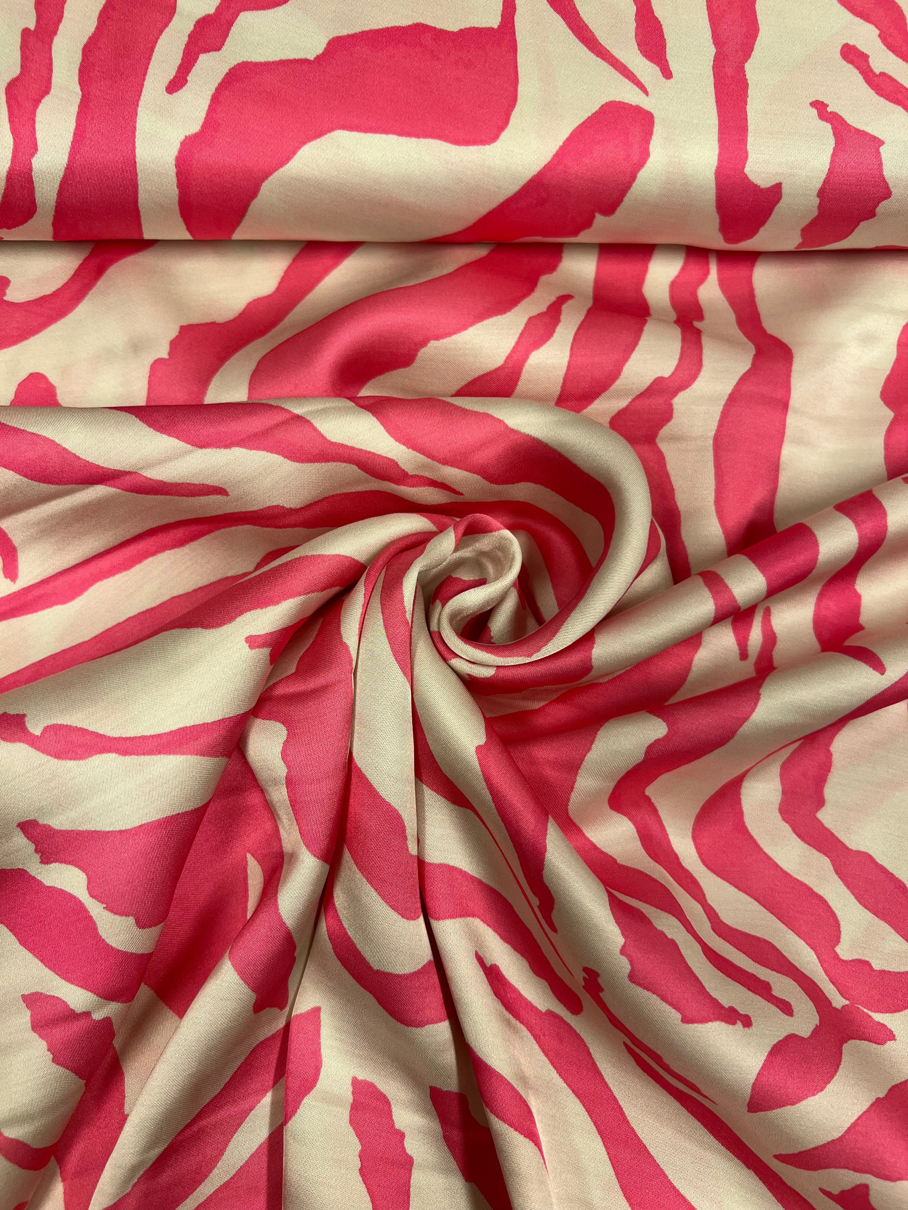 Hot Pink Stripes - Viscose (satijn)