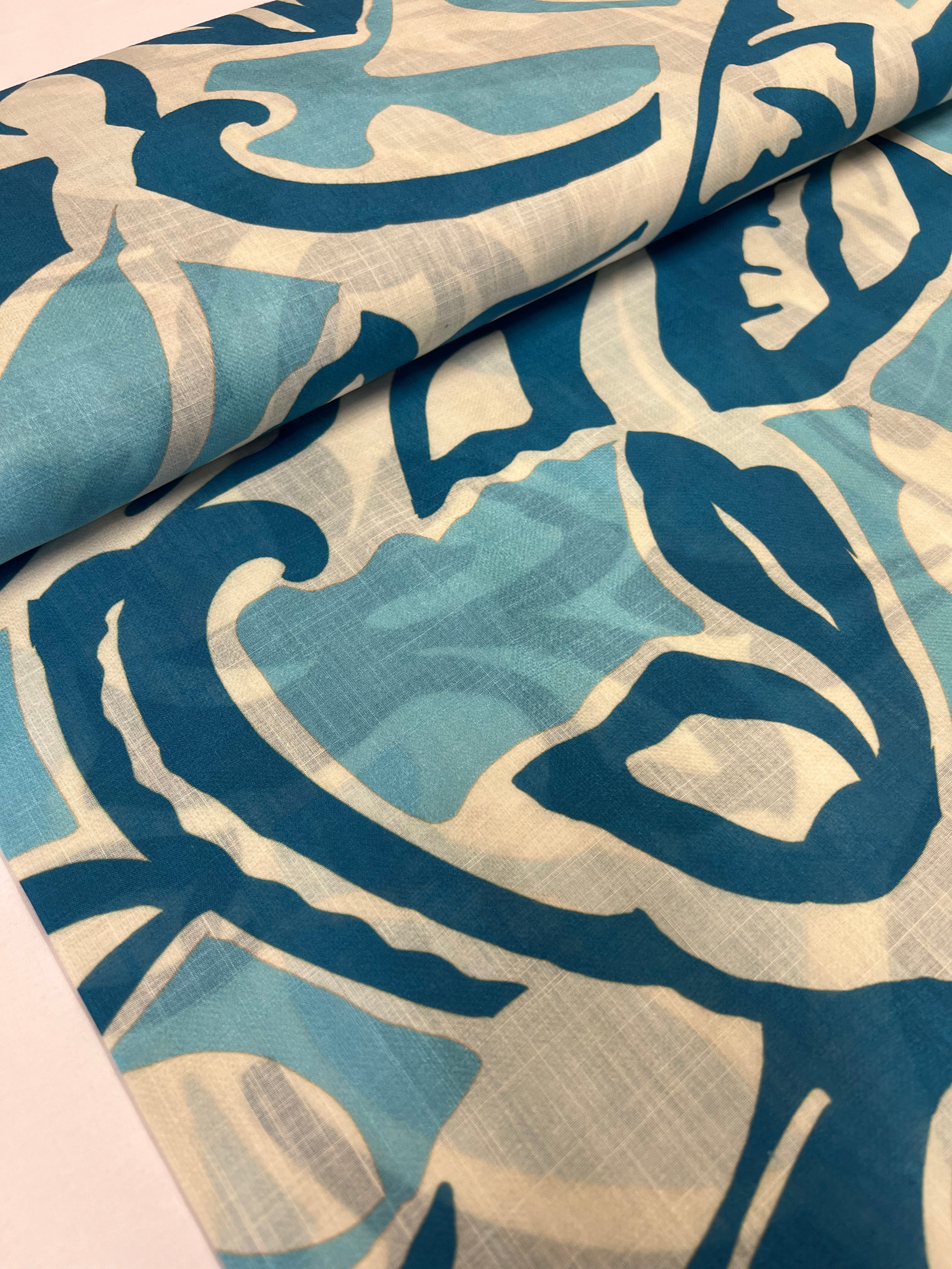 Bali Blue Leaves - Katoen