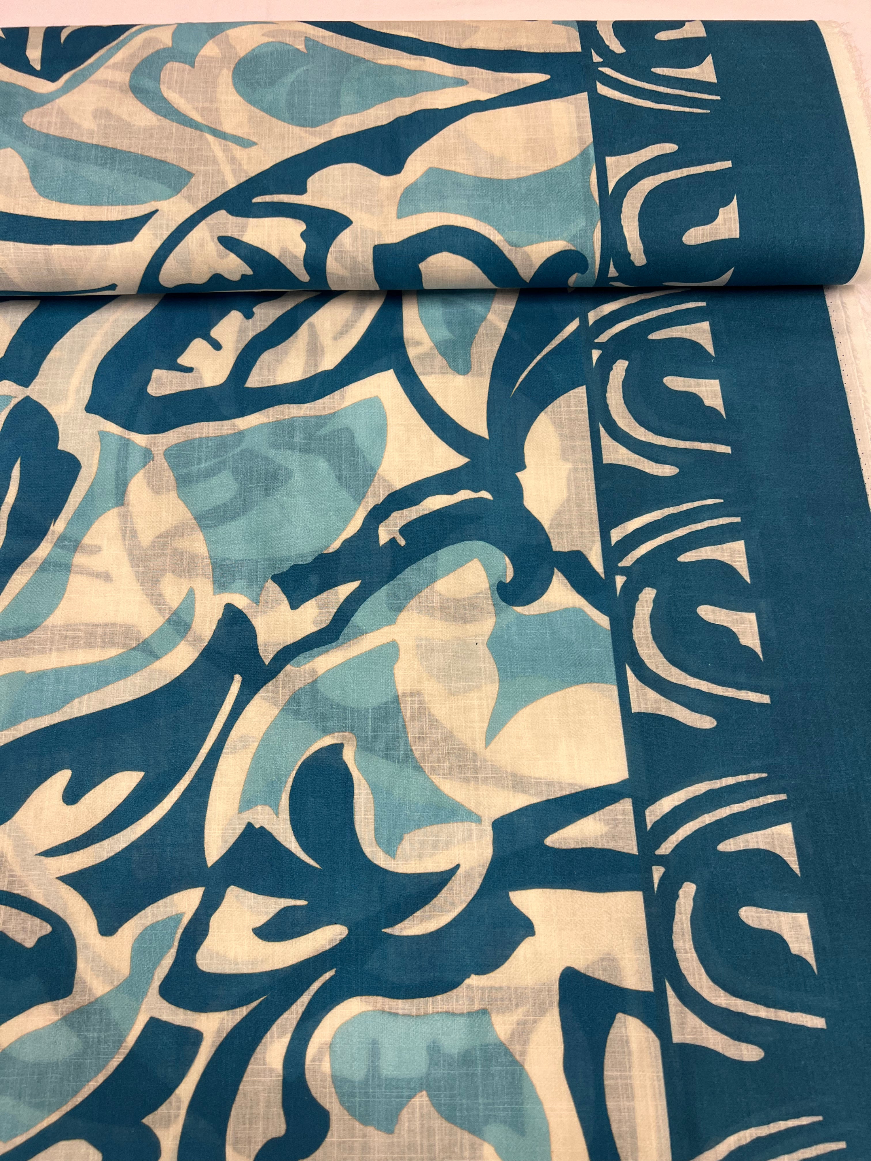 Bali Blue Leaves - Katoen