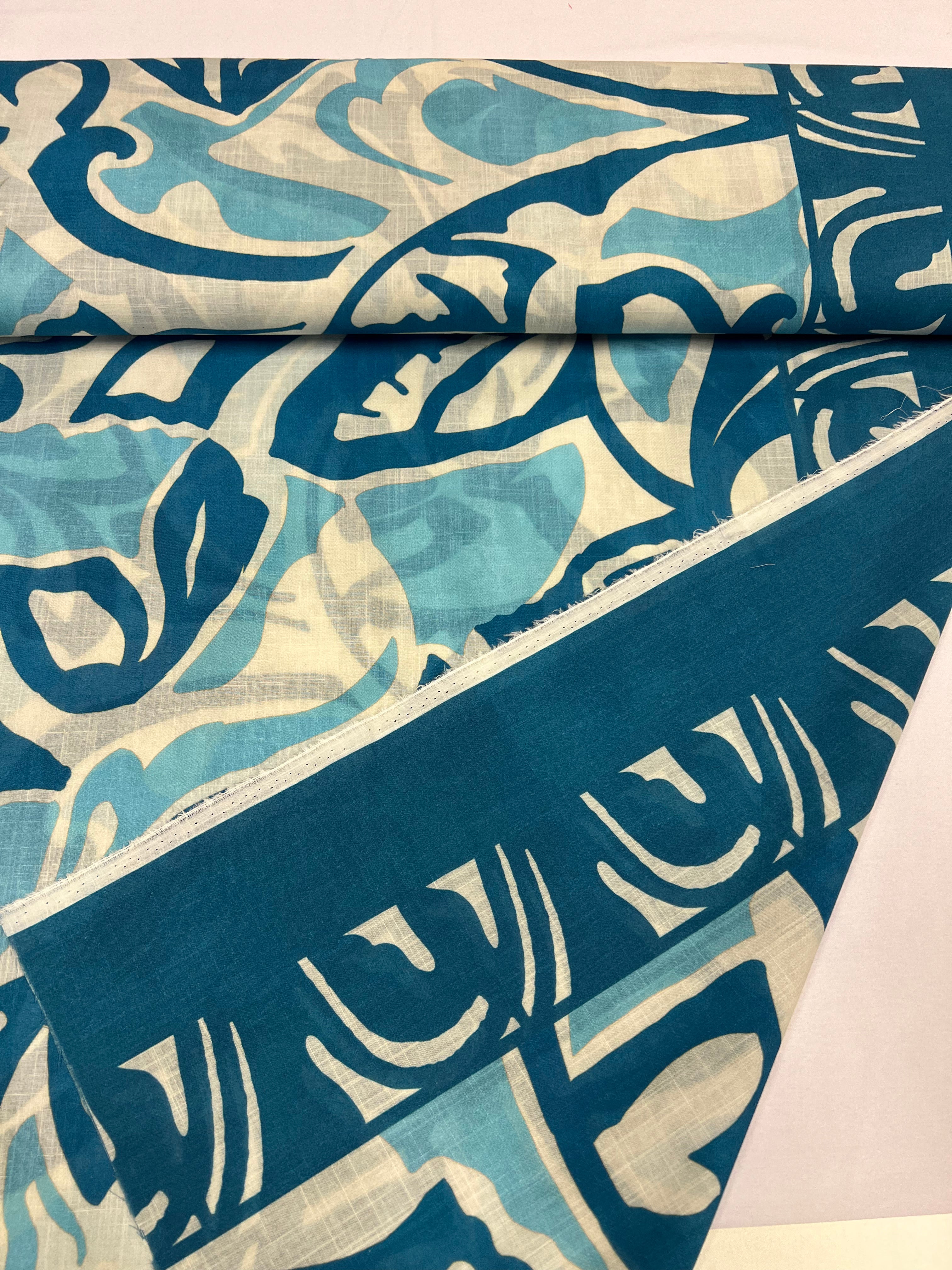 Bali Blue Leaves - Katoen