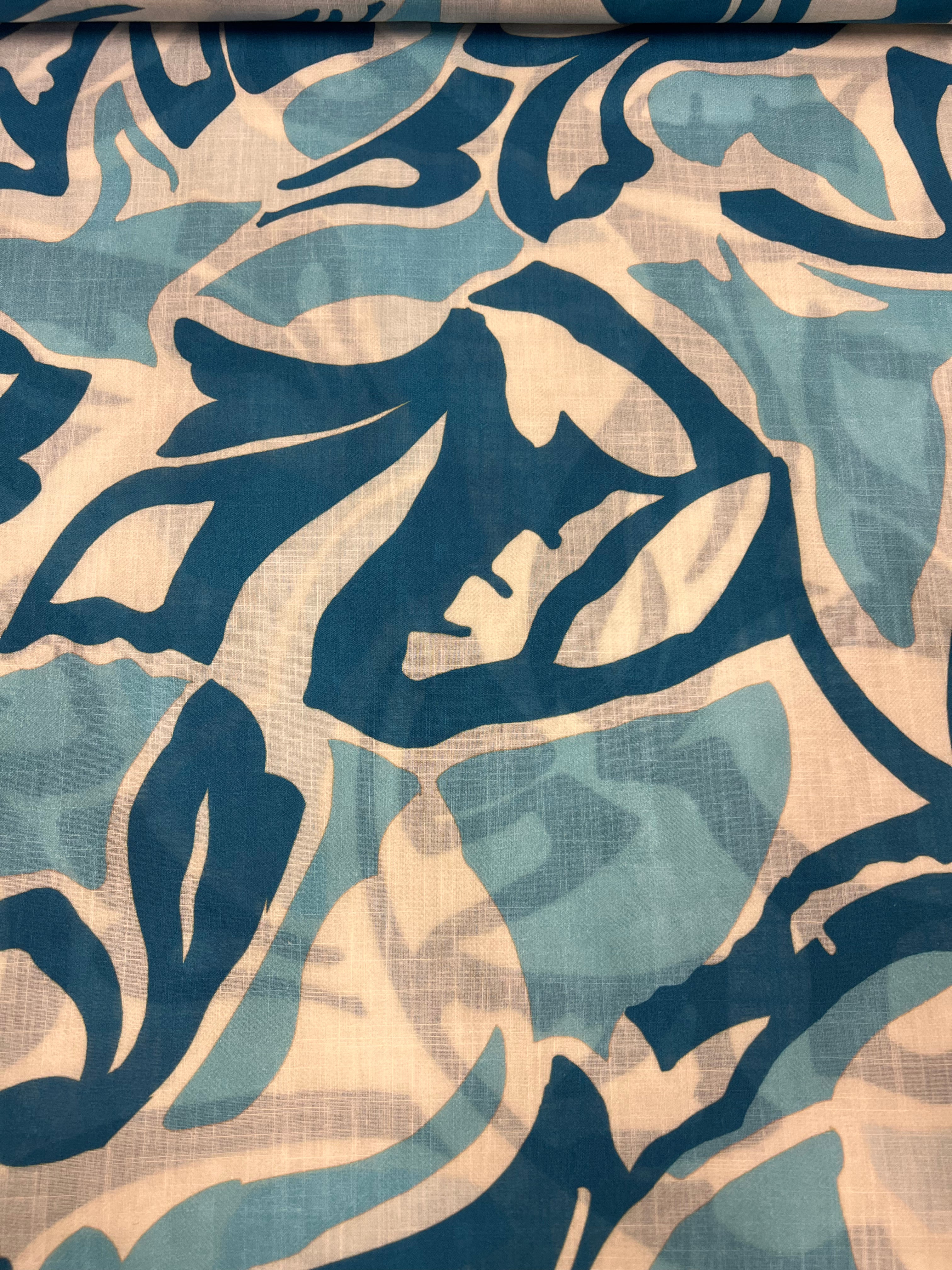 Bali Blue Leaves - Katoen