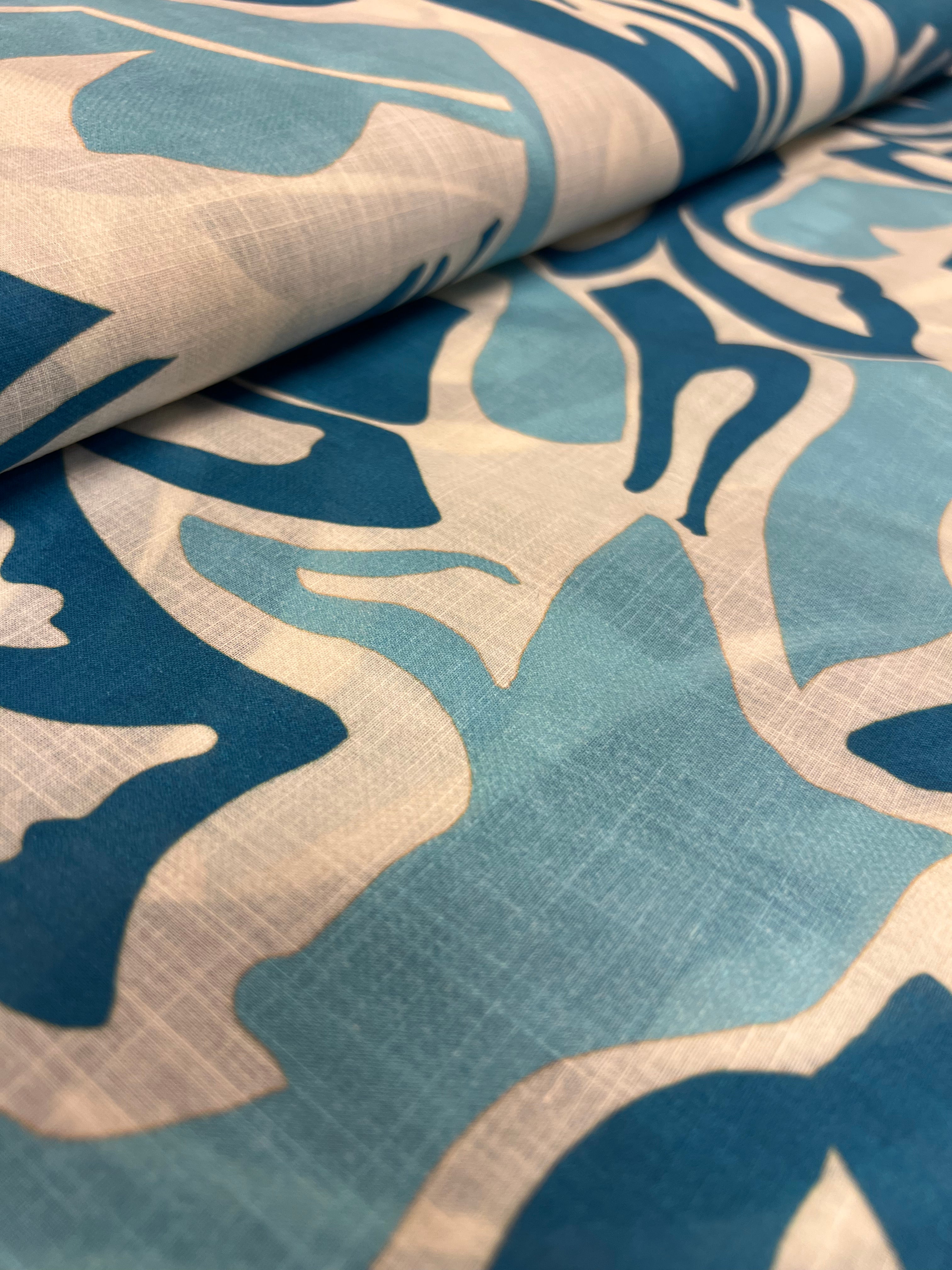 Bali Blue Leaves - Katoen