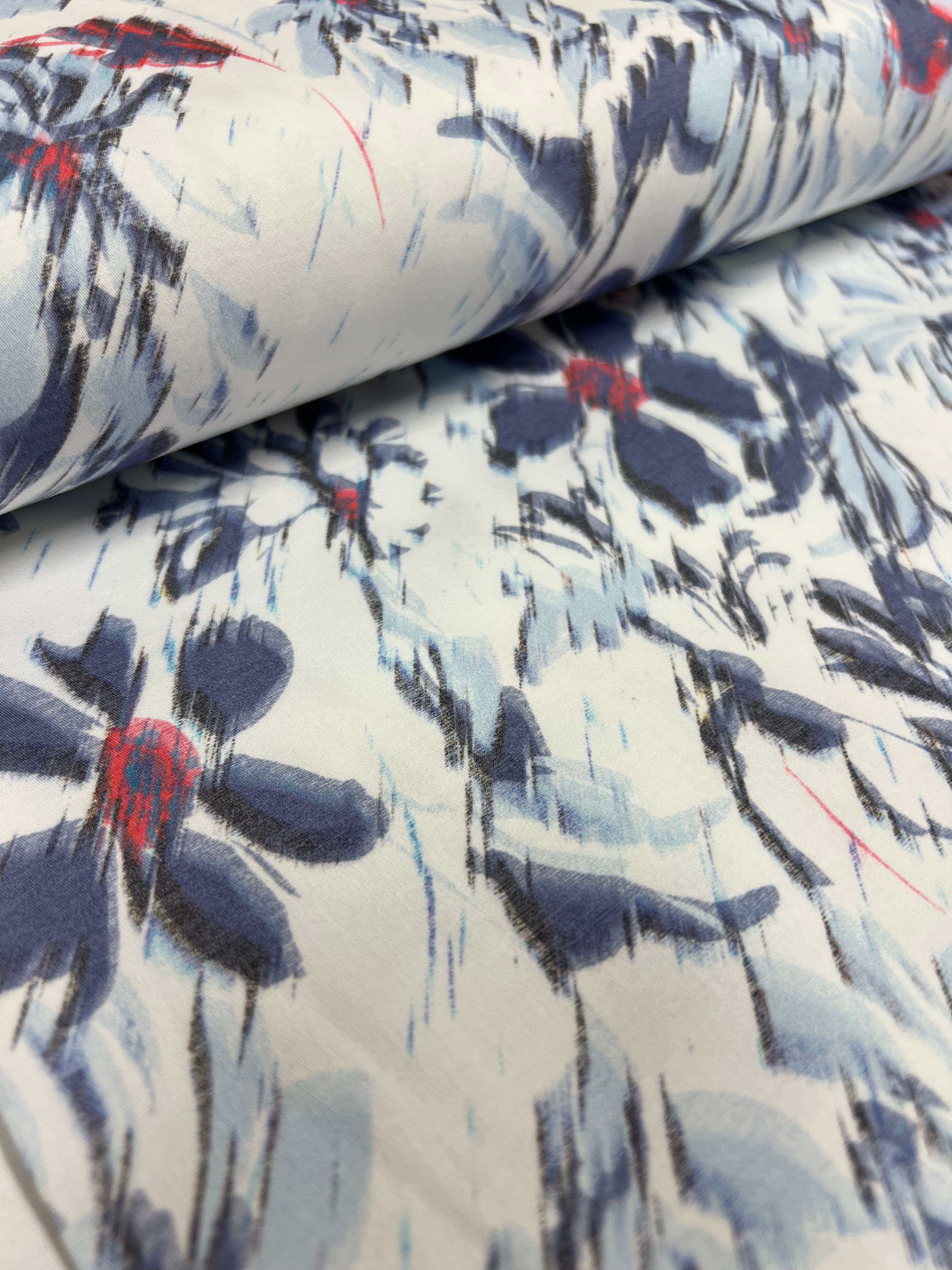 Floral Glitch - Stretchkatoen