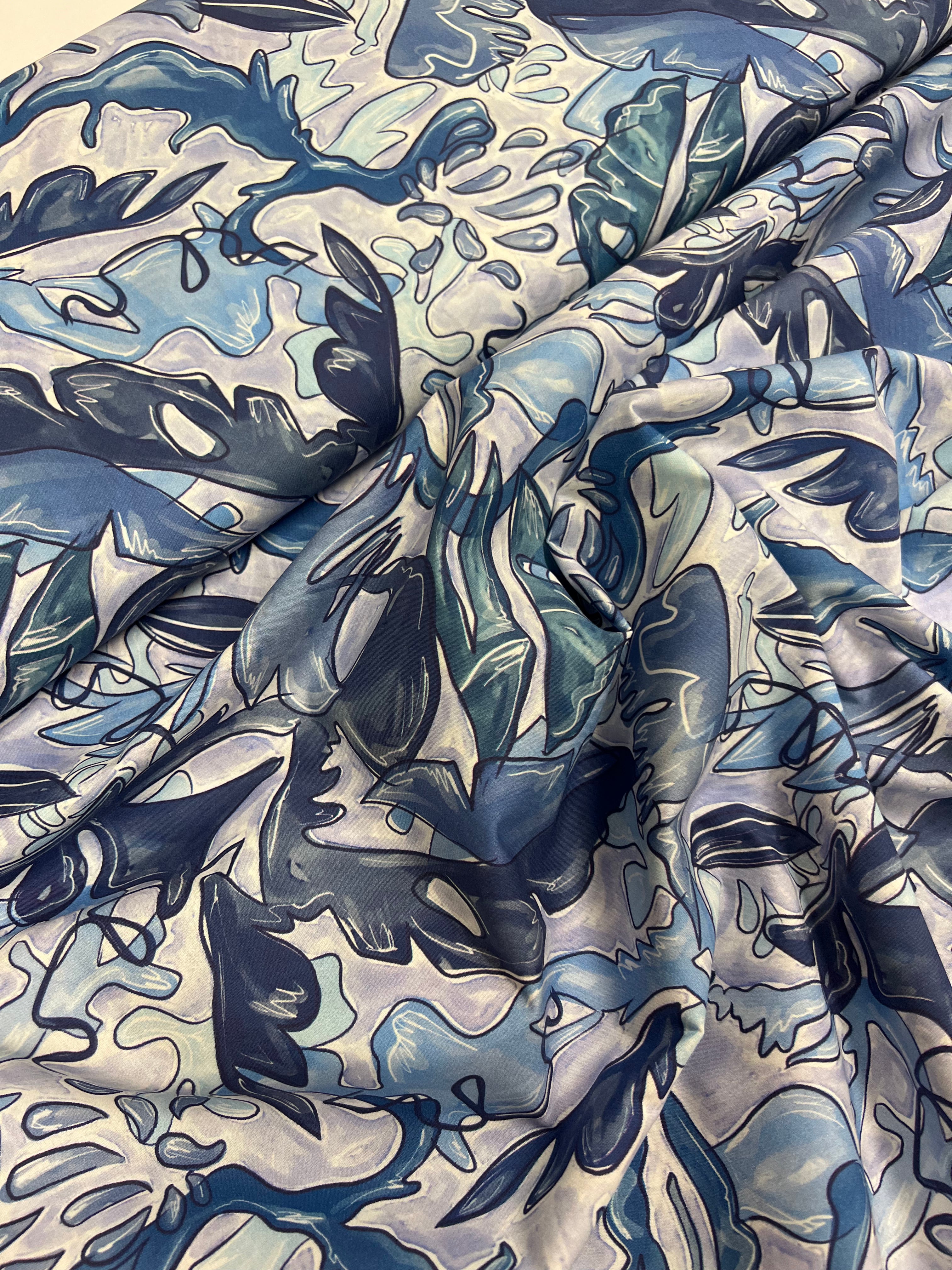 Indigo Outline - Poplin Katoen