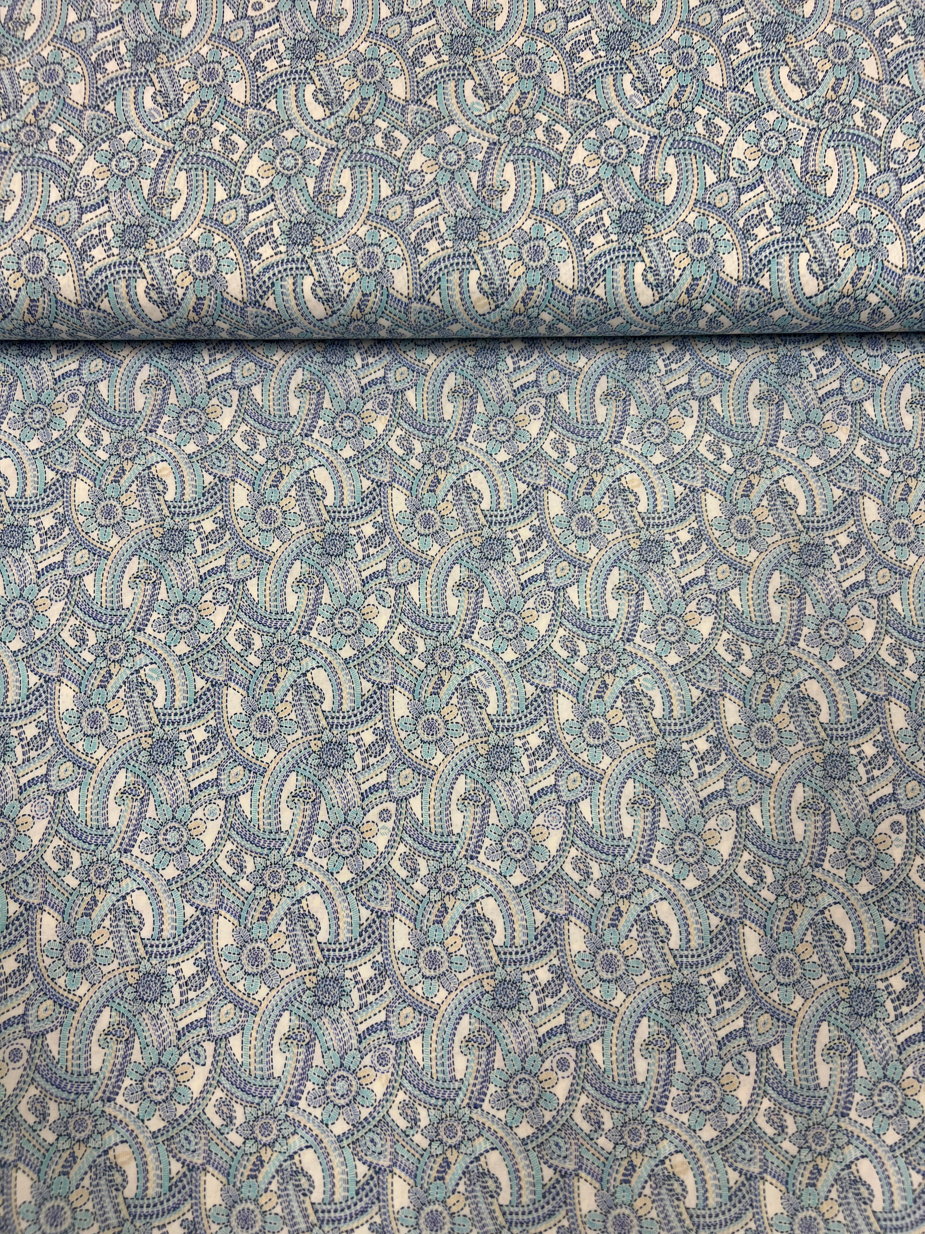 Stitched Flowers - Poplin Katoen