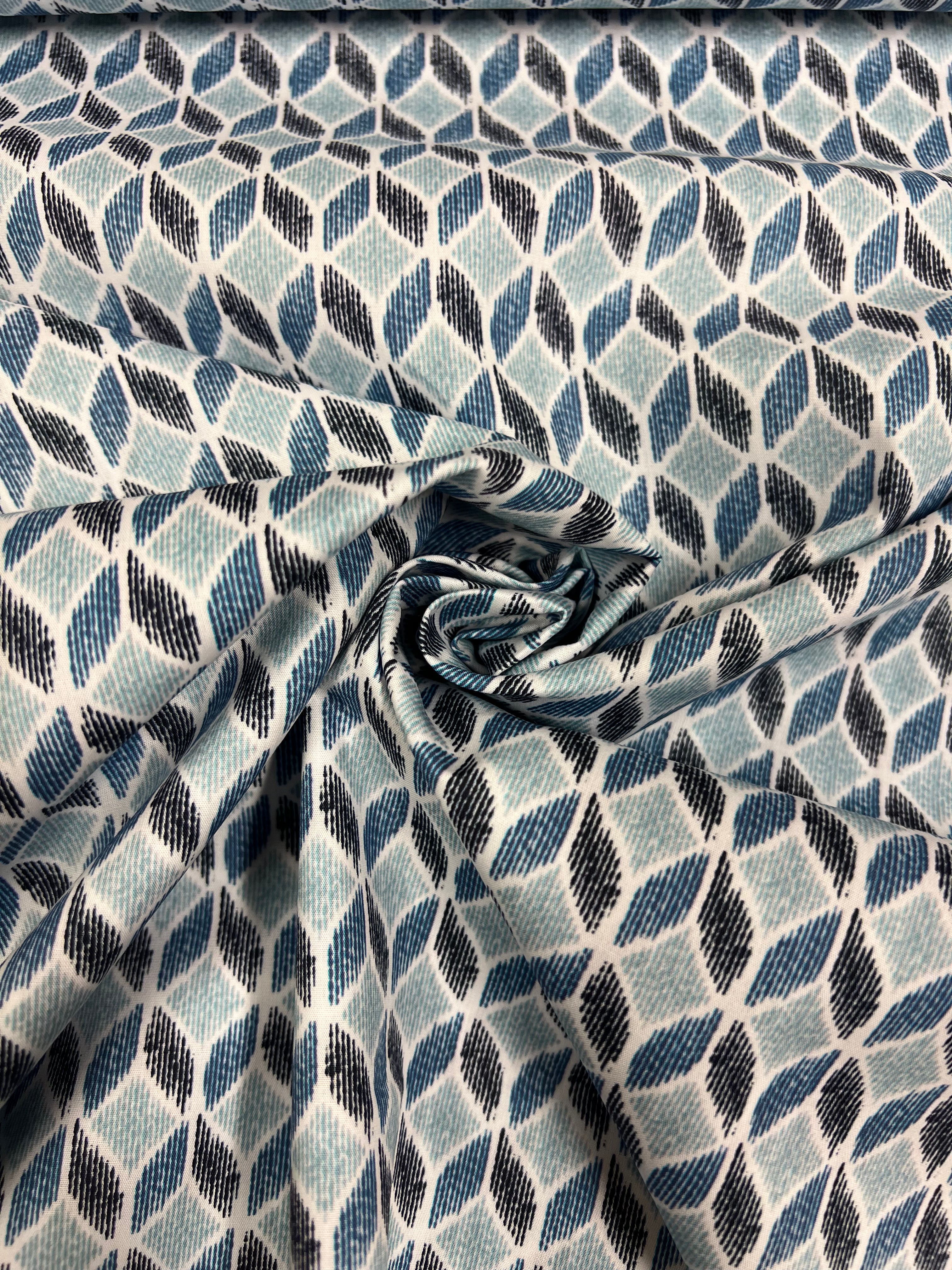 Nereïde Blauw - Poplin Katoen