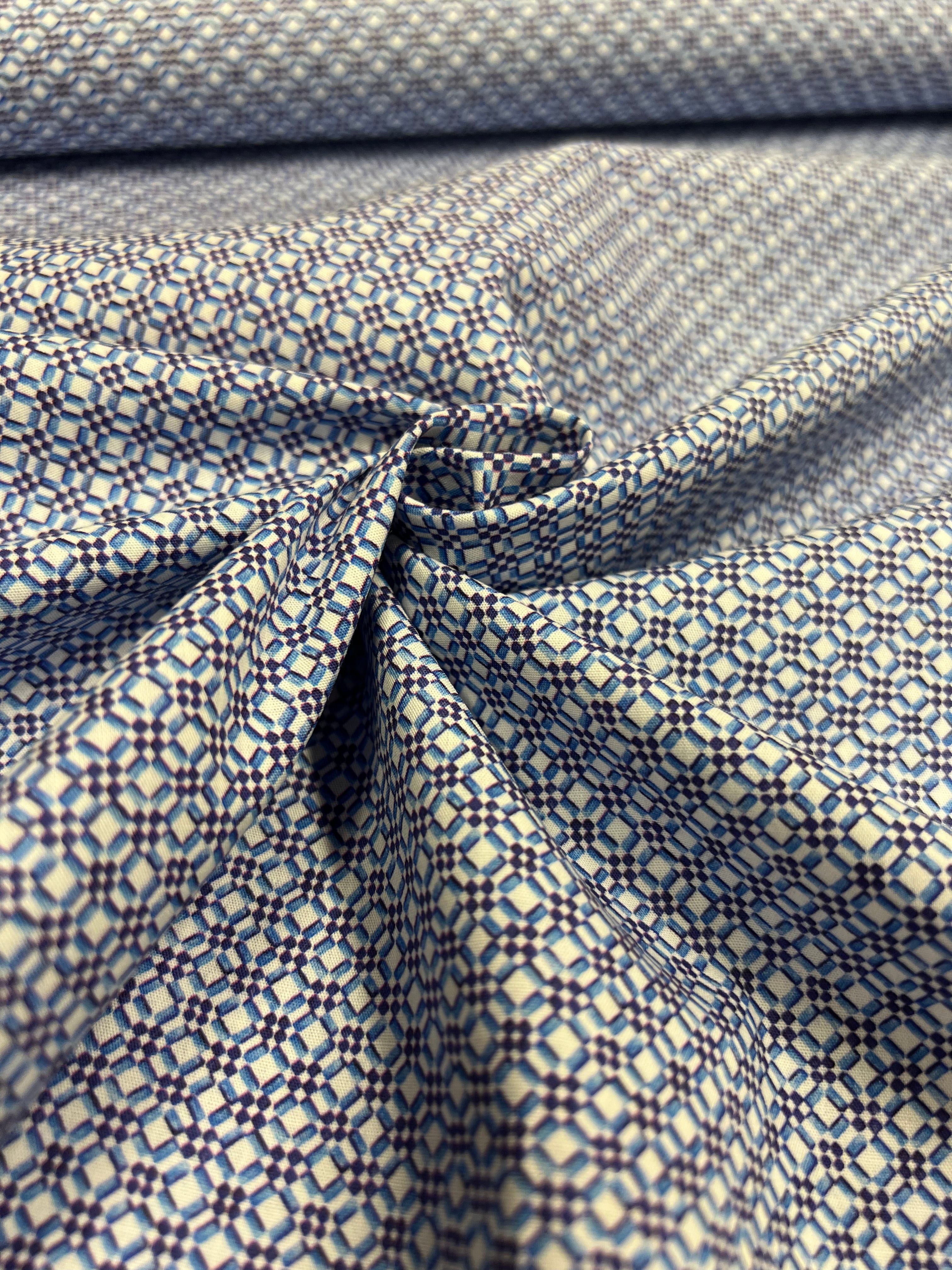 Azulejo Blauw - Poplin Katoen