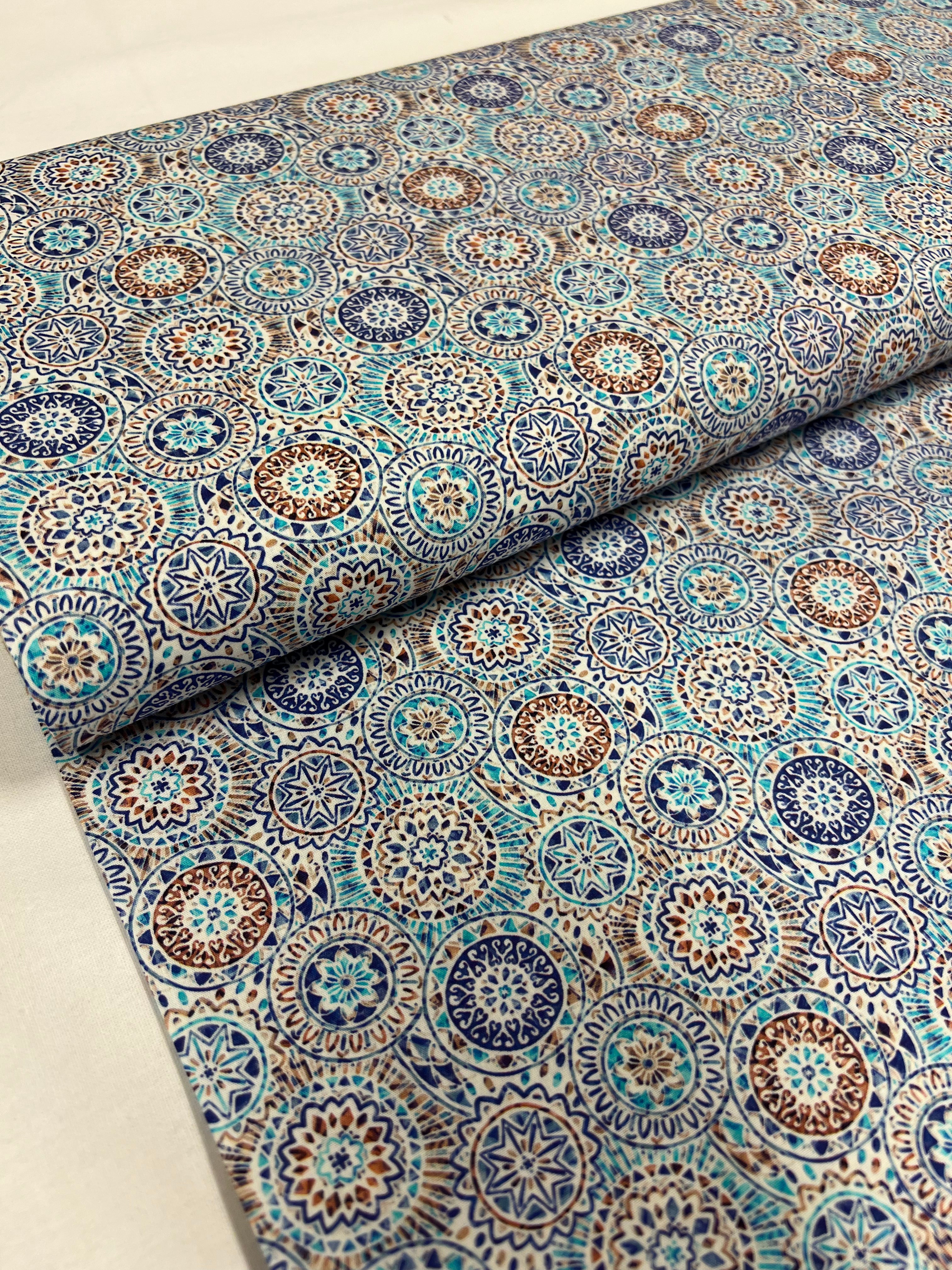 Mini Mandala Blauw - Poplin Katoen