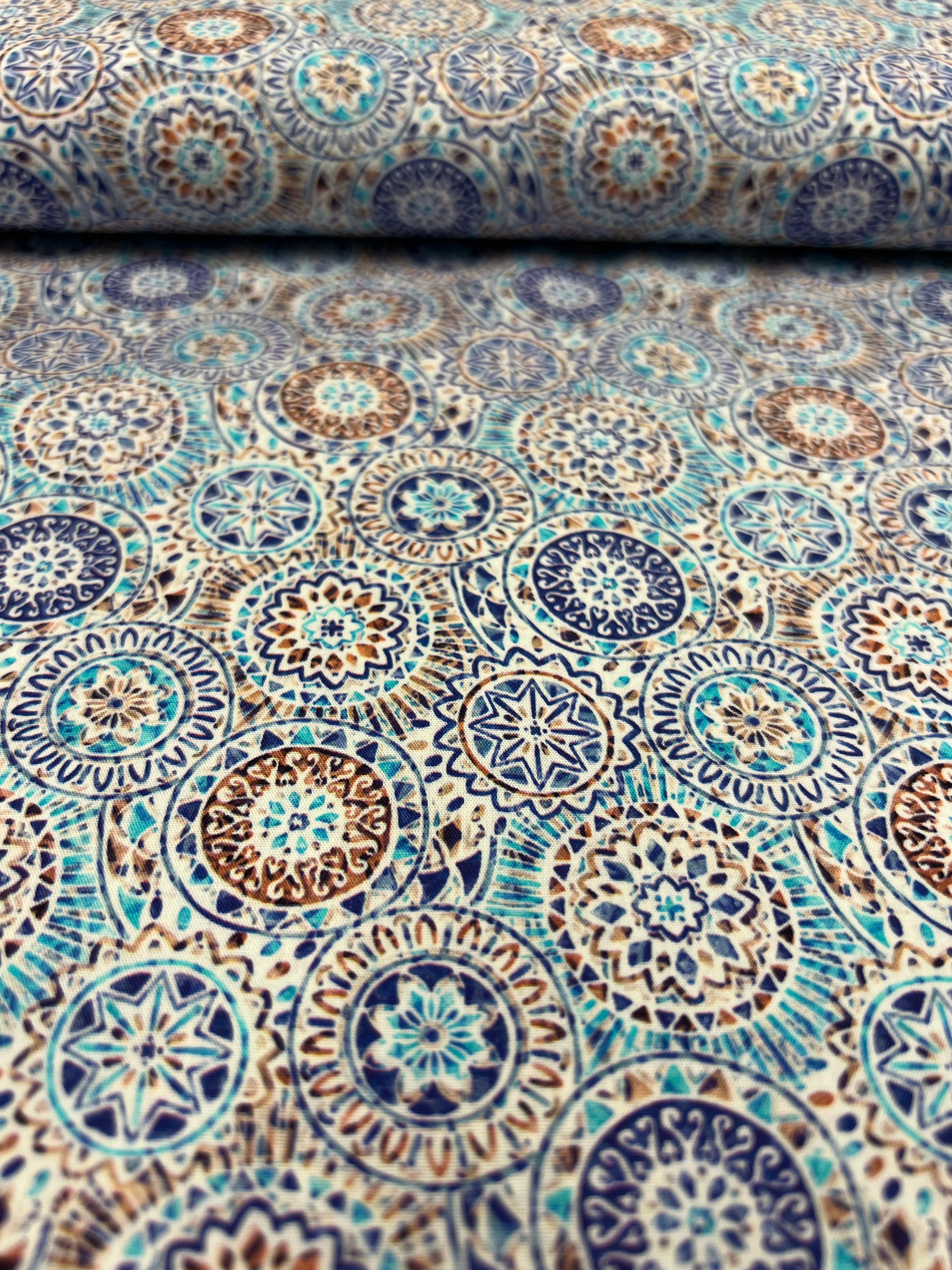 Mini Mandala Blauw - Poplin Katoen