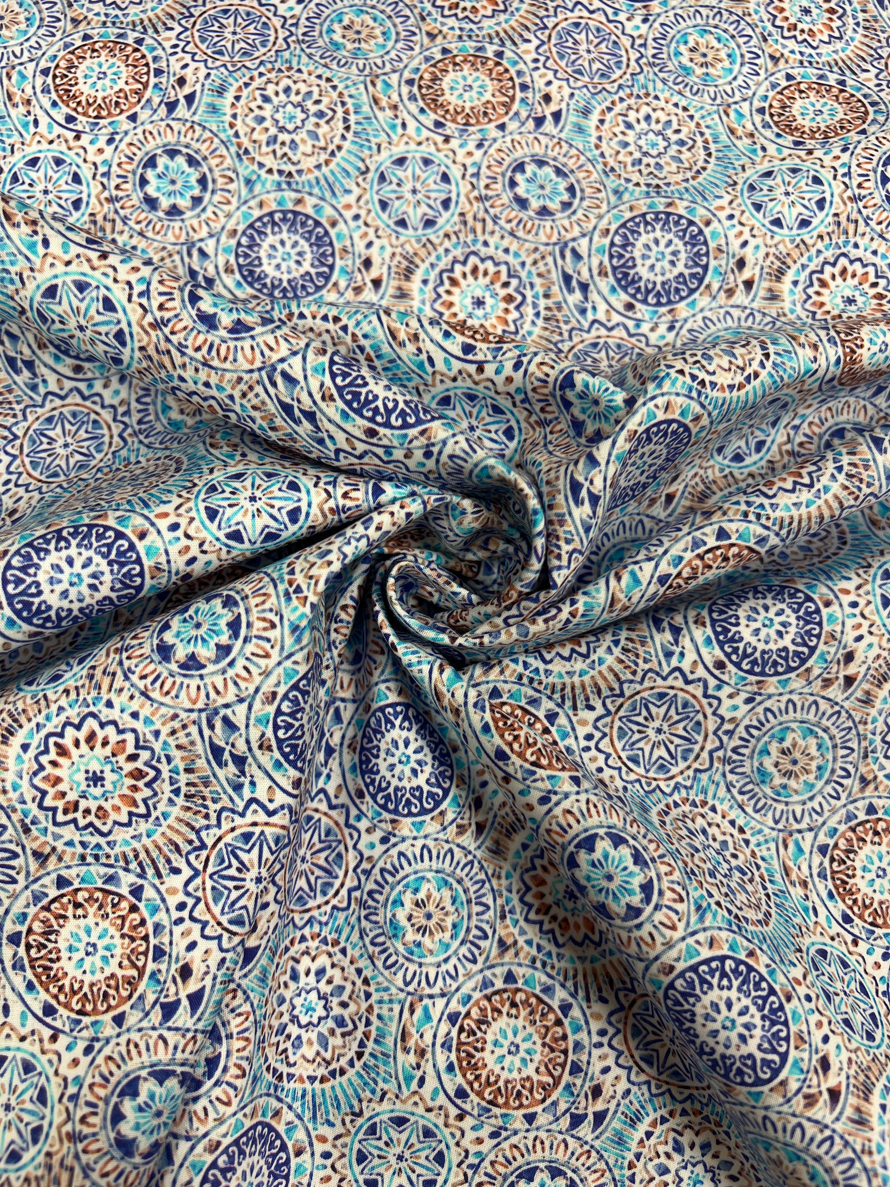 Mini Mandala Blauw - Poplin Katoen