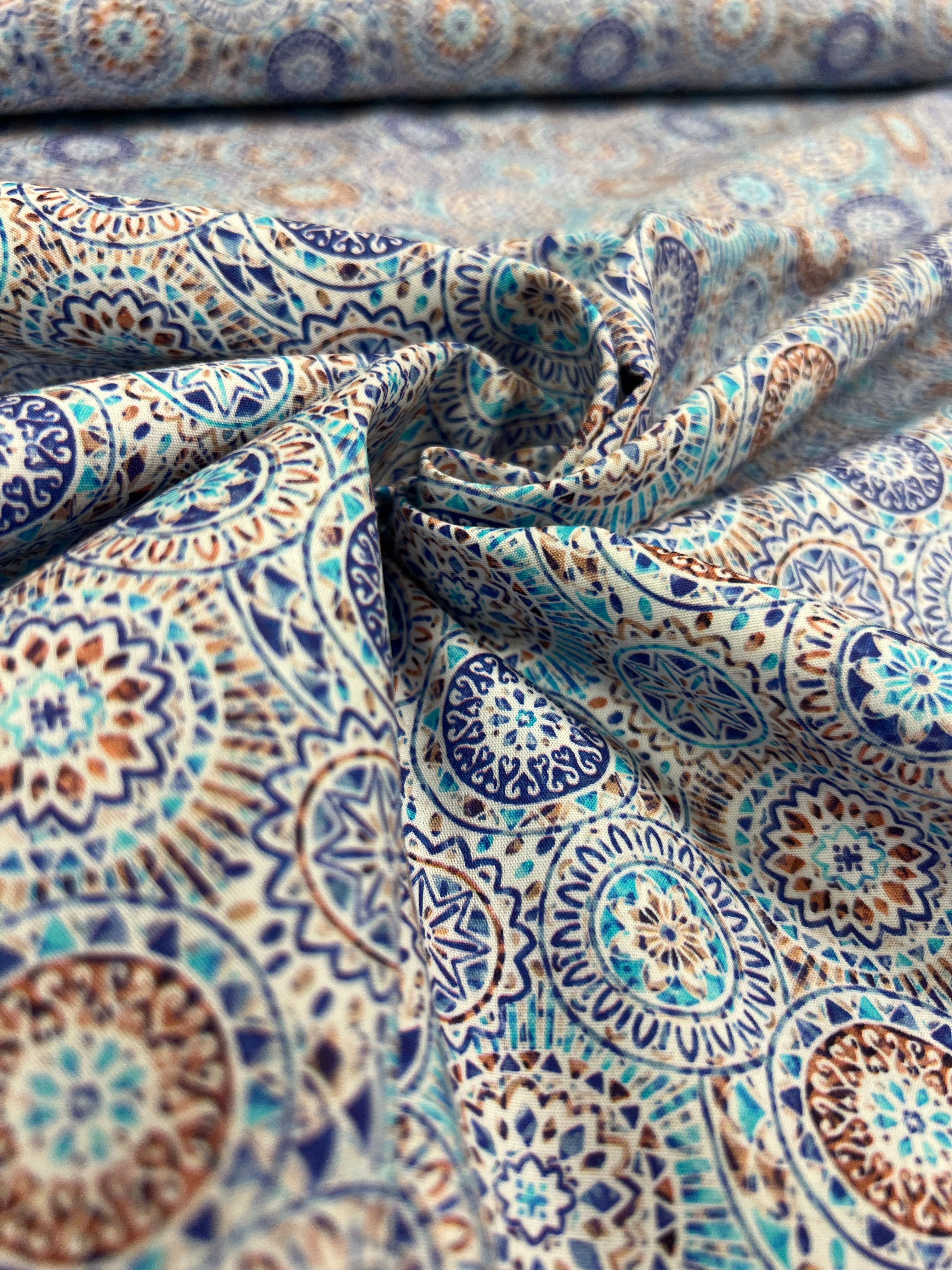 Mini Mandala Blauw - Poplin Katoen