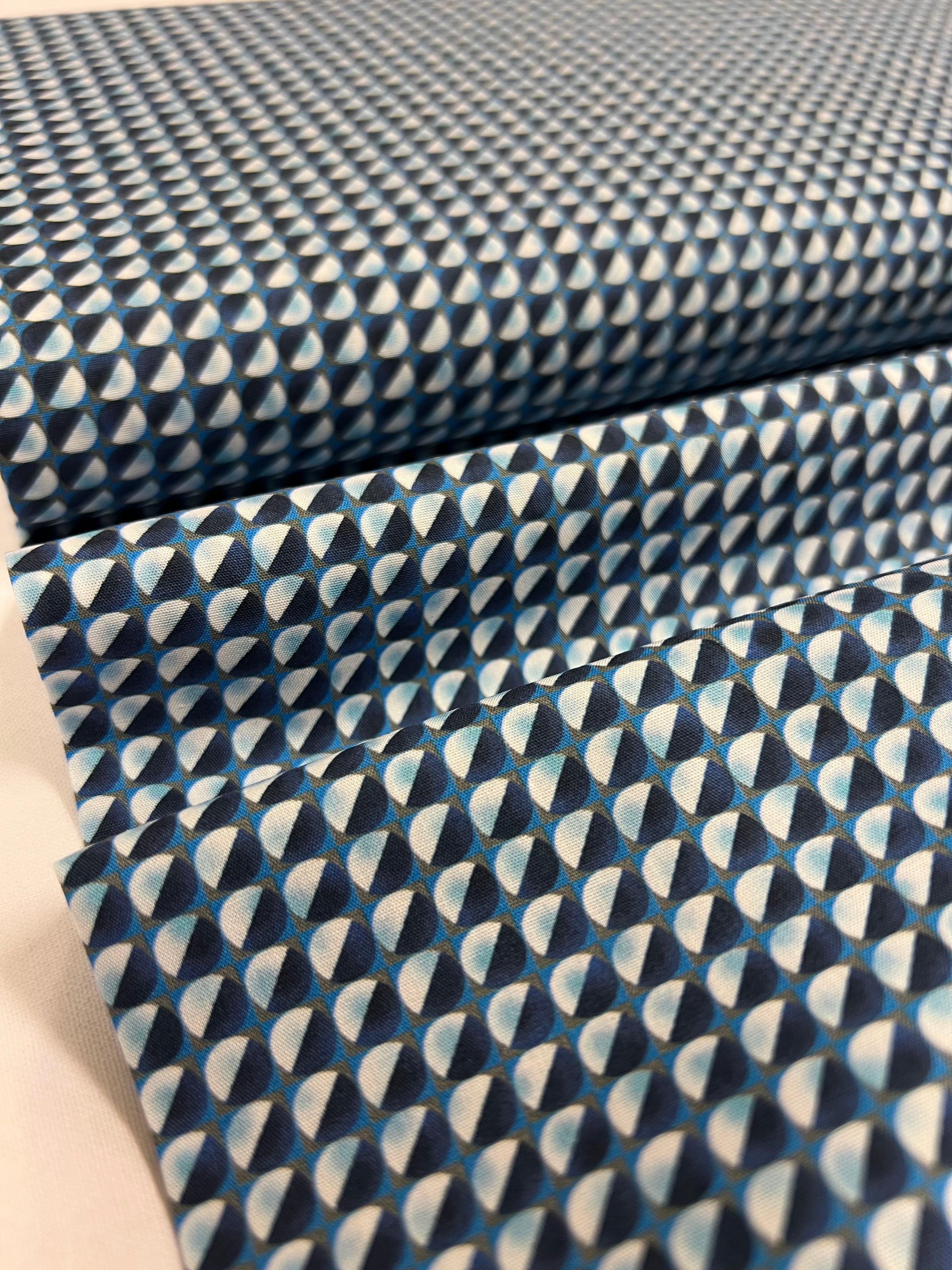 Navy Spheres - Poplin Katoen