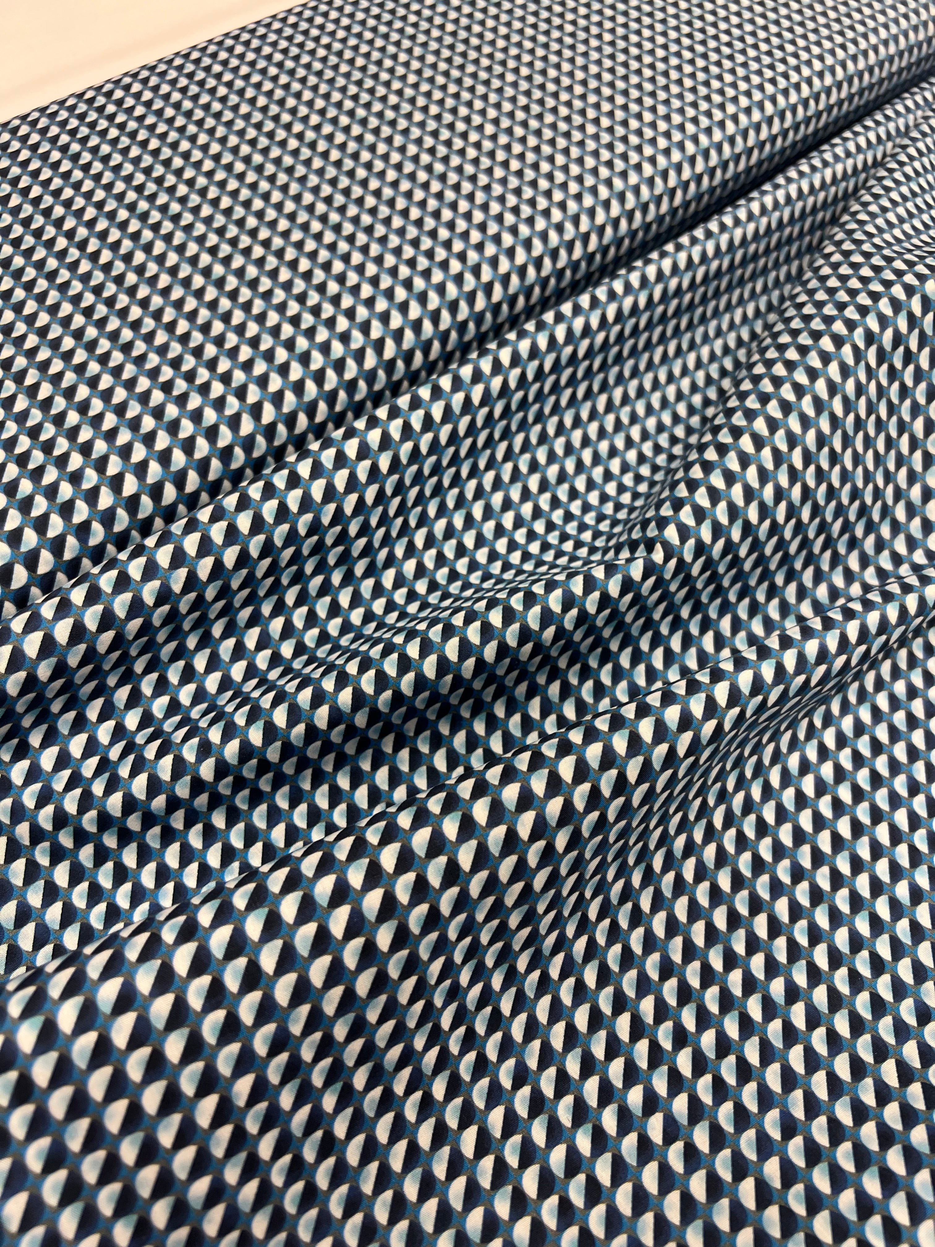 Navy Spheres - Poplin Katoen