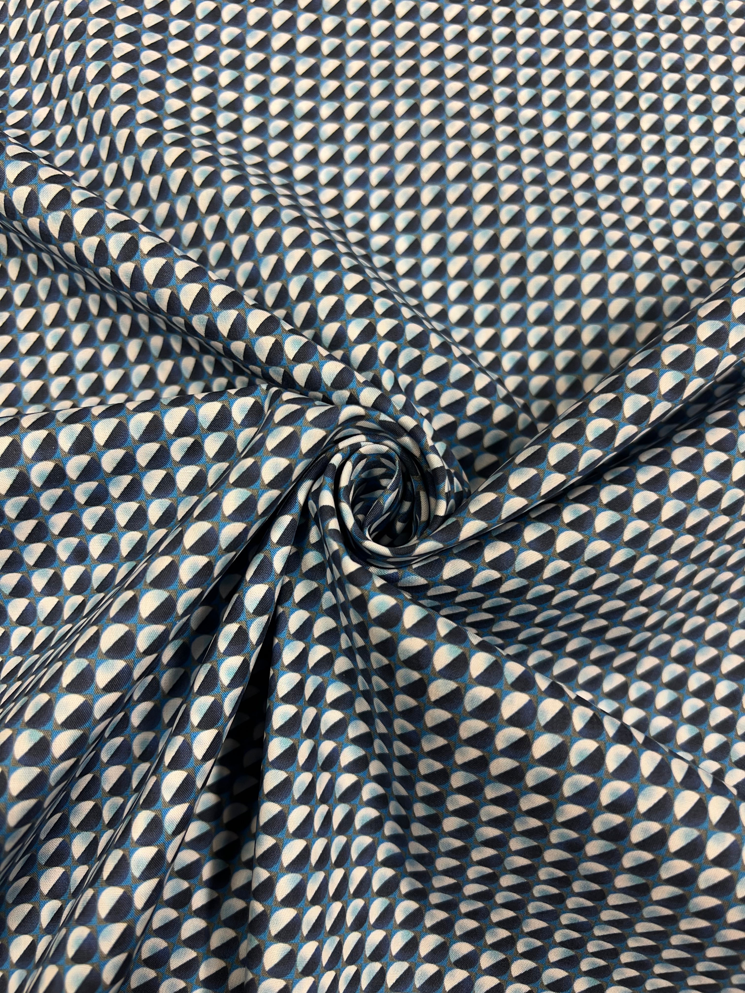 Navy Spheres - Poplin Katoen
