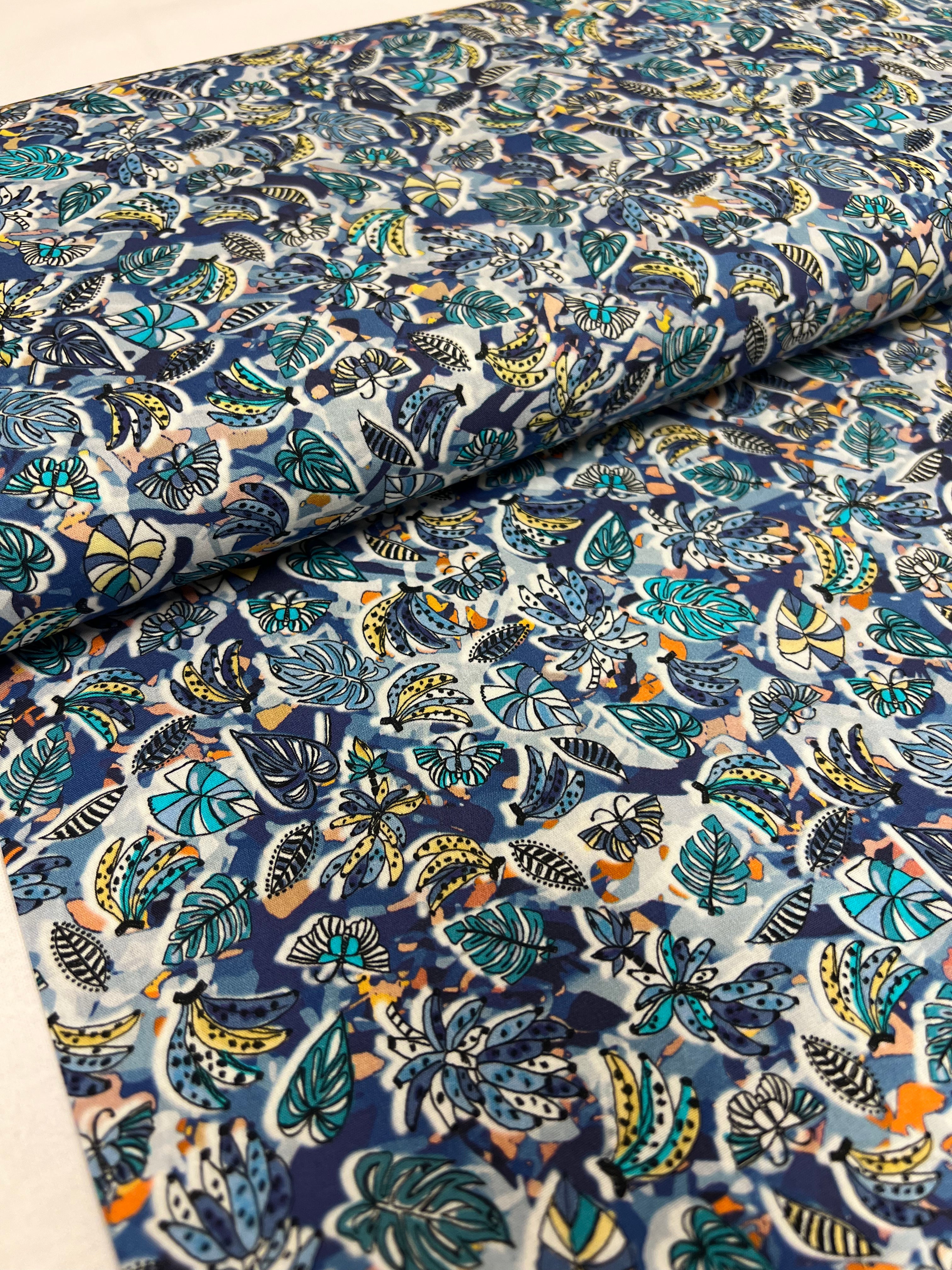 Jungle Jive Blue - Poplin Katoen
